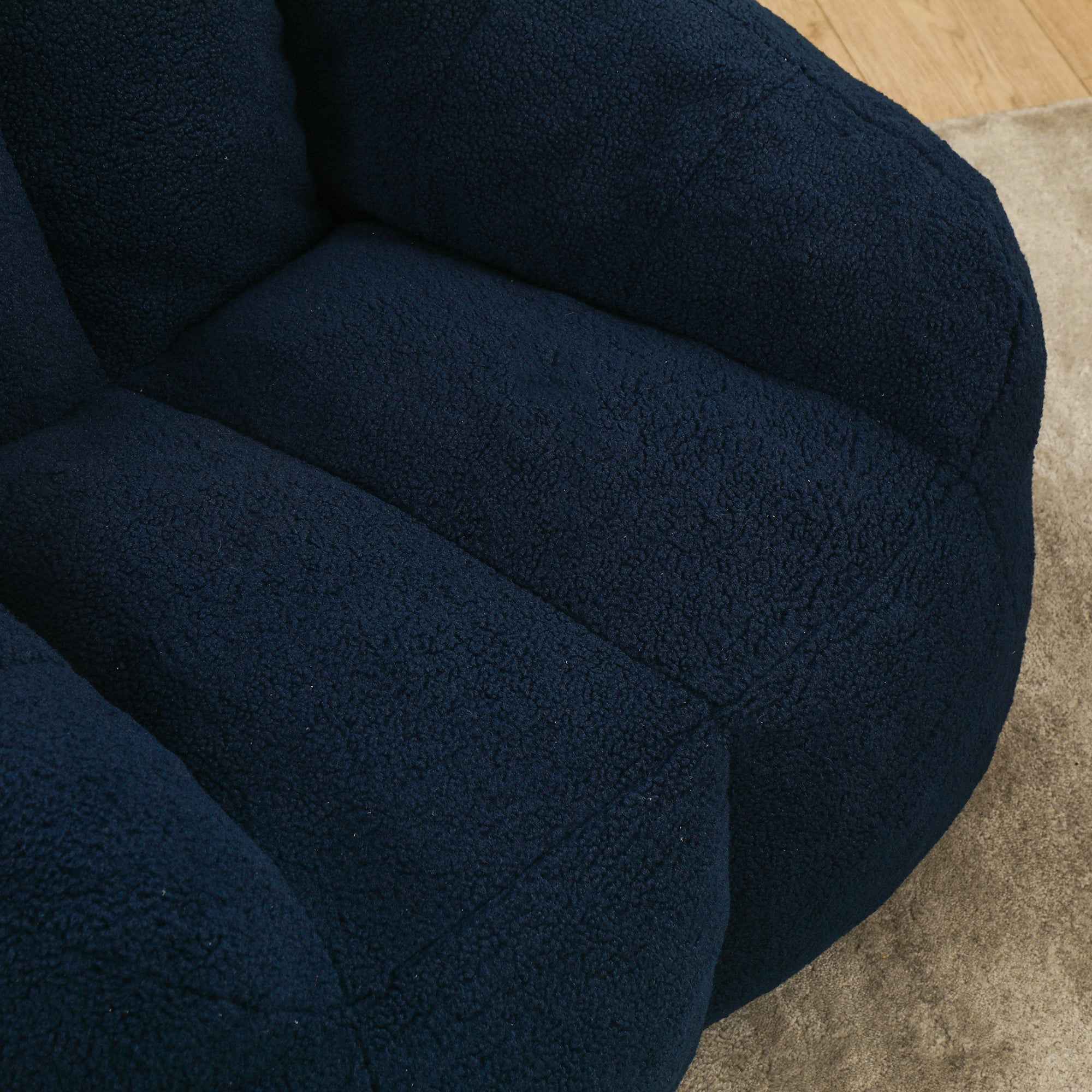 Comfy Bean Bag Chair with Memory Foam Filler – Tufted Soft Stuffed Bean Bag Sofa for Dorm, Apartment, or Living Room – Dark Blue