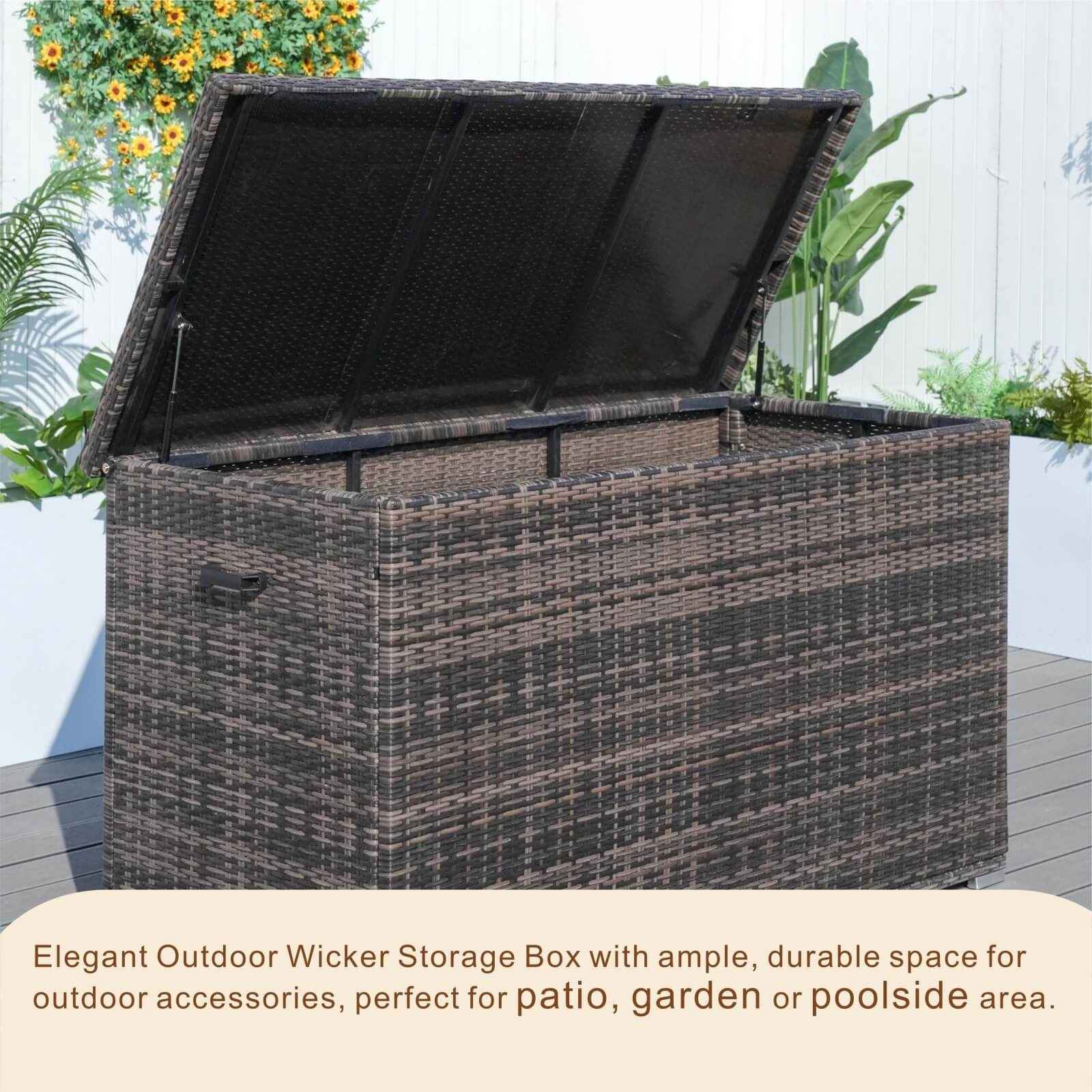 Large Outdoor Wicker Storage Box with Aluminum Frame(PA-3256B)