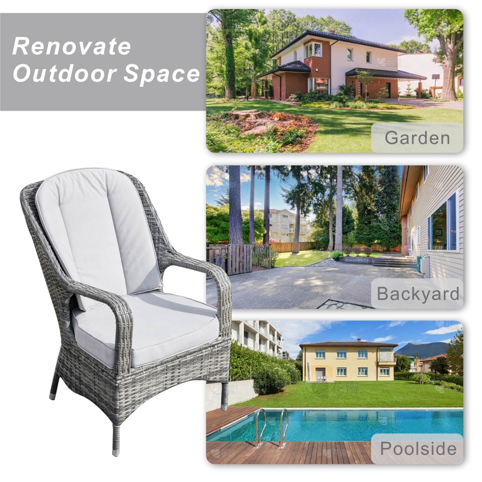 Set of 2 Outdoor Rattan Armchairs(PAC-009) - Abrihome