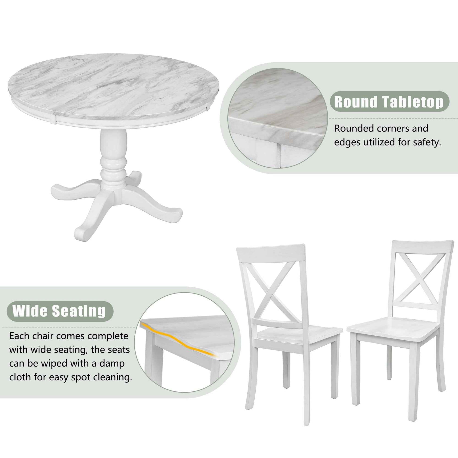 Orisfur. 5 Pieces Dining Table and Chairs Set for 4 Persons, Kitchen Room Solid Wood Table with 4 Chairs