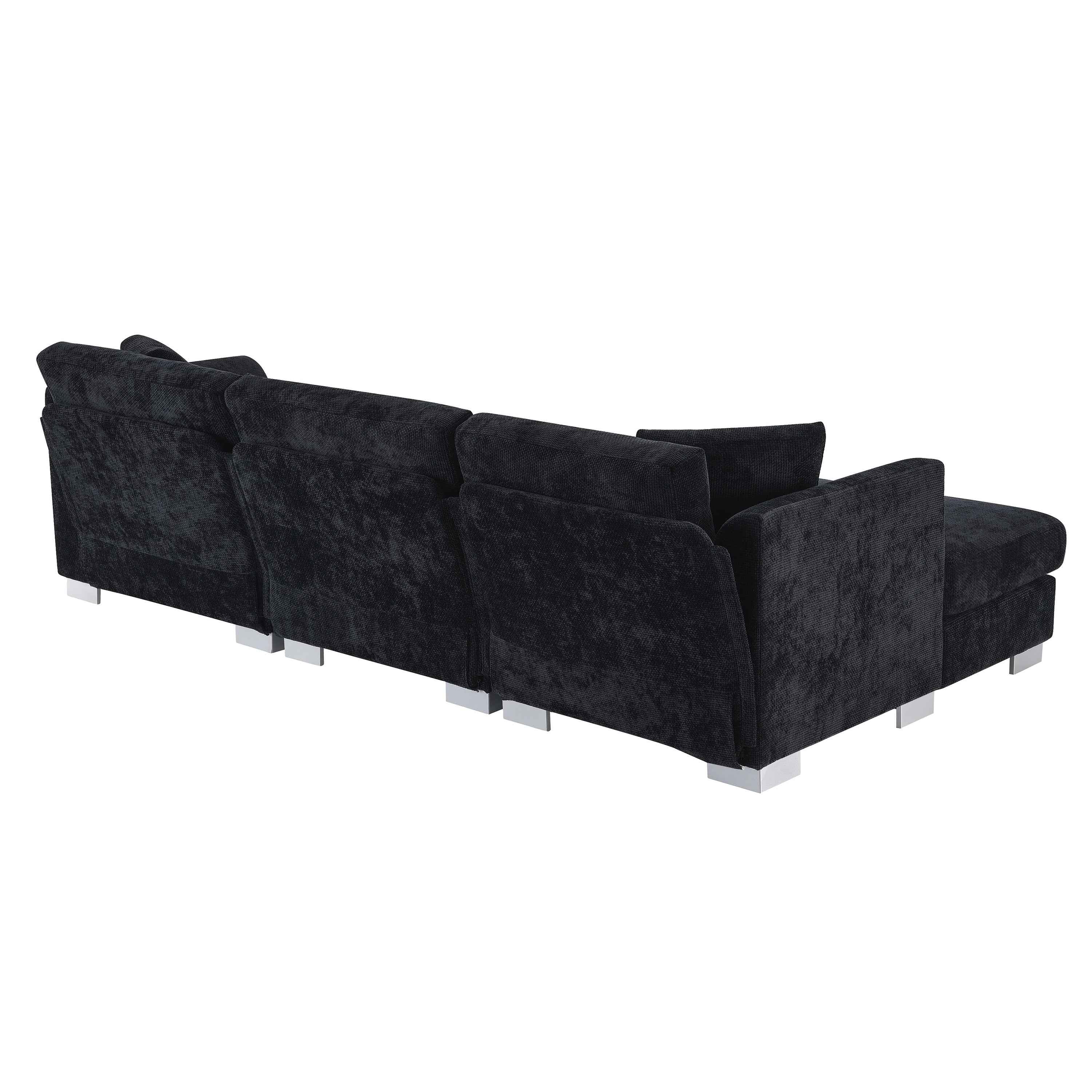 Modern Cloud L-Shaped Sectional Sofa with Chaise, Chenille Fabric, 3 Colors, 96*56 inches