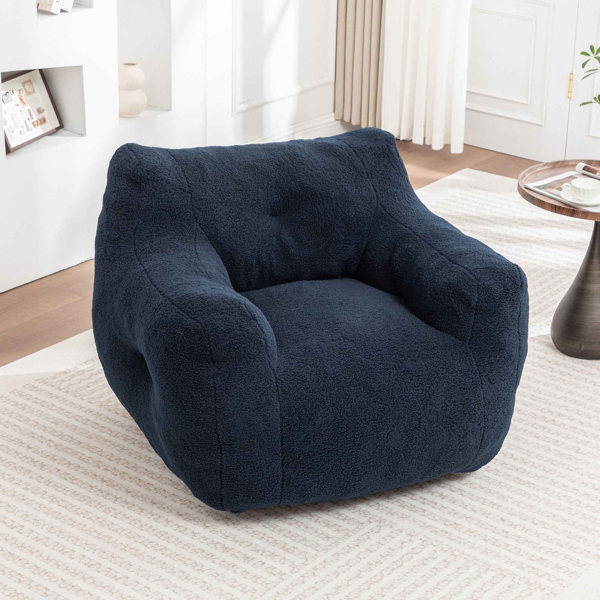 Bean Bag Chair, Bean Bag Sofa Chair with Armrests Stuffed High-Density Foam, Lazy Sofa Comfy Chairs BeanBag Chair for Adults in Living Room,Bedroom Reading