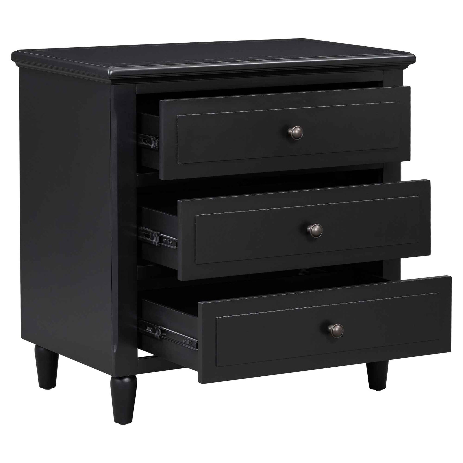 U_STYLE 28''painted Nightstand with 3 Drawers and Smooth Gliding Rails ,Simple Bedside Cabinet with Metal handle, Minimalist Sofa Side Table with rubber legs for Bedroom Sofa Couch Office