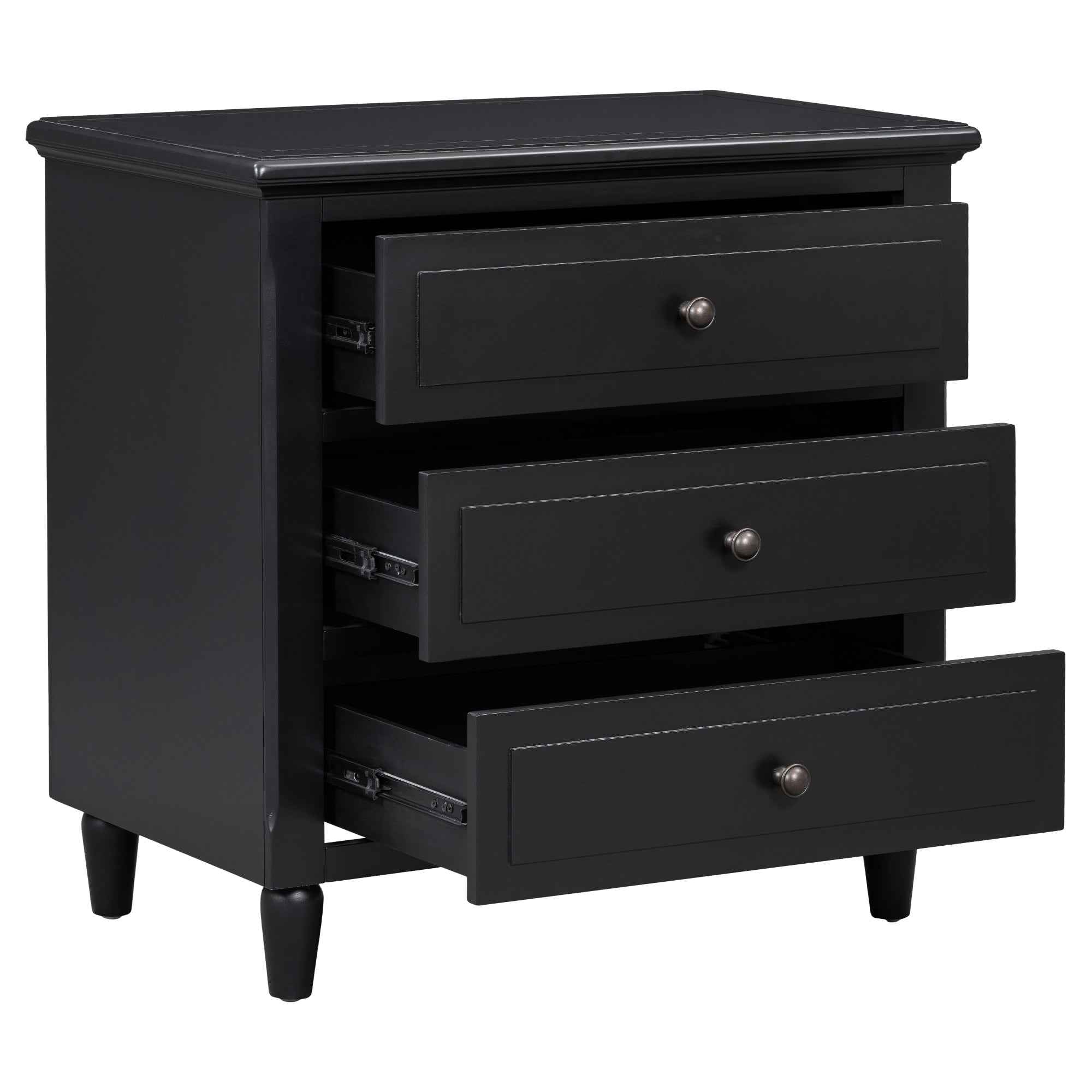 U_STYLE 28''painted Nightstand with 3 Drawers and Smooth Gliding Rails ,Simple Bedside Cabinet with Metal handle, Minimalist Sofa Side Table with rubber legs for Bedroom Sofa Couch Office