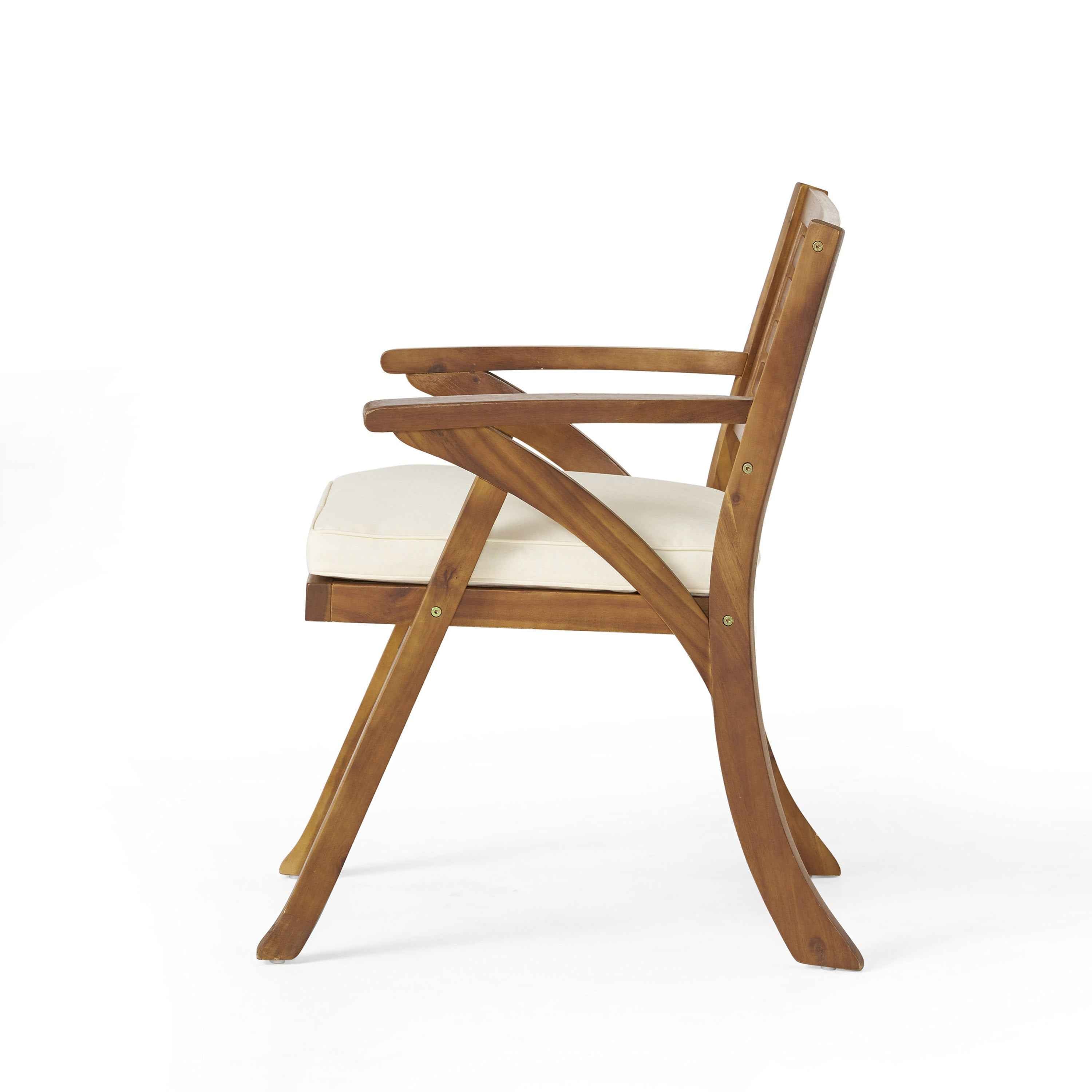Acacia Wood Dining Chair with Water-resistant Cushion, Teak