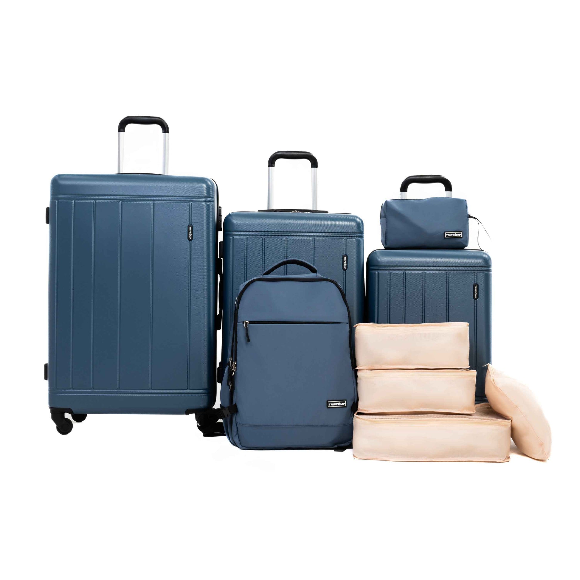 9-Piece Set (20'24'28 + a backpack, a toiletry bag, and 4 storage bags) ,ABS+PC Hardshell Carry on Luggage Set with TSA Lock Carry On Suitcase Luggage Durable Suitcase Color BLUE