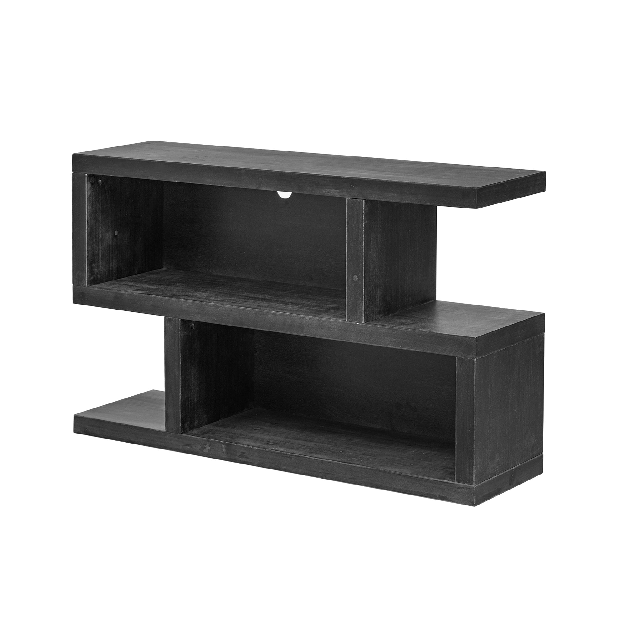 TREXM Retro Console Table with Symmetrical 2-Tier Open Shelf for Entryway and Living Room (Black)