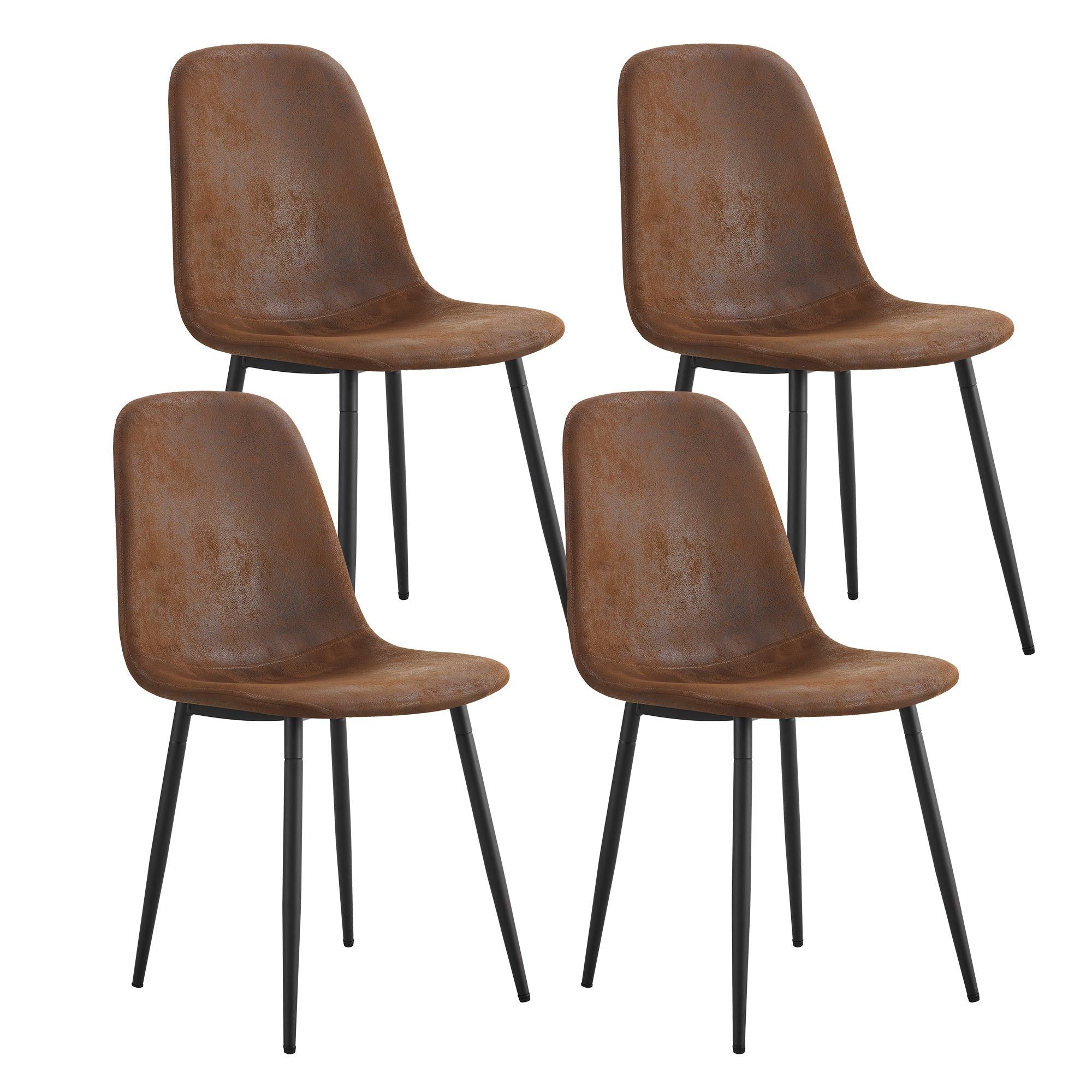 A set of 4 modern medieval style restaurant cushioned side chairs, equipped with soft cushions and black metal legs, suitable for kitchens, lounges, and farmhouses. B0501A