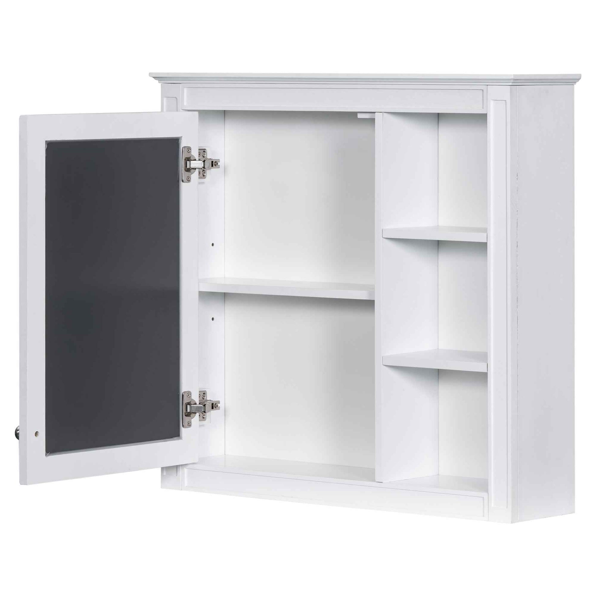 Modern 30'' Bathroom Vanity with Top Sink, White Freestanding Storage Cabinet with 2 Drawers and Tip-out Drawer, Mirror Cabinet Combo, Solid Wood + MDF Frame, Ceramic Undermount Sink