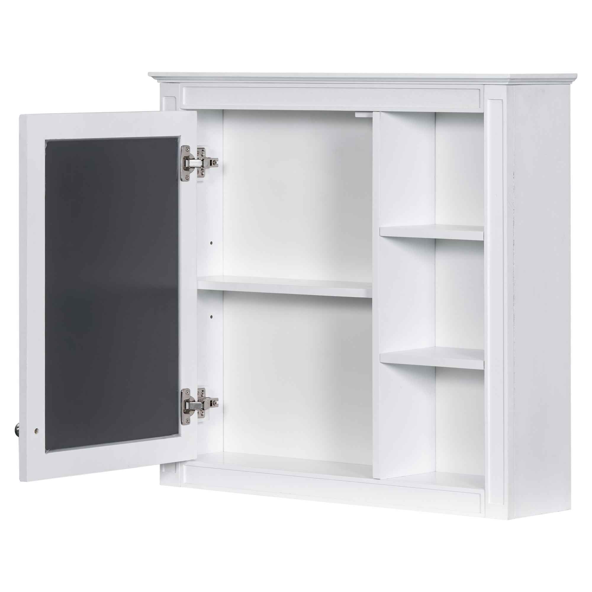 Modern 30'' Bathroom Vanity with Top Sink, White Freestanding Storage Cabinet with 2 Drawers and Tip-out Drawer, Mirror Cabinet Combo, Solid Wood + MDF Frame, Ceramic Undermount Sink