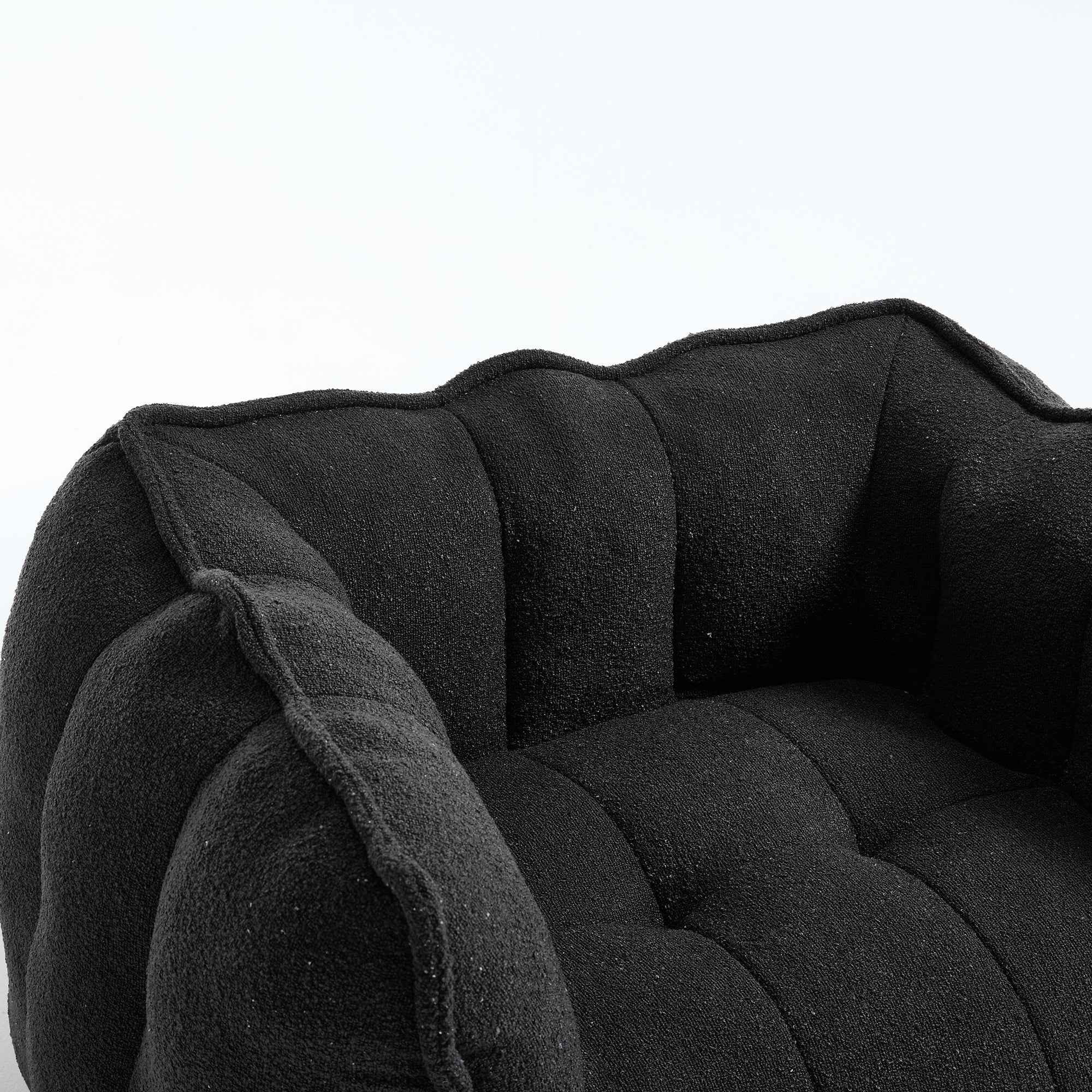 Soft Chenille Bean Bag Chair with High Resilient Foam for Living Room and Bedroom, Comfortable Square Lazy Sofa with Footstool for Adults