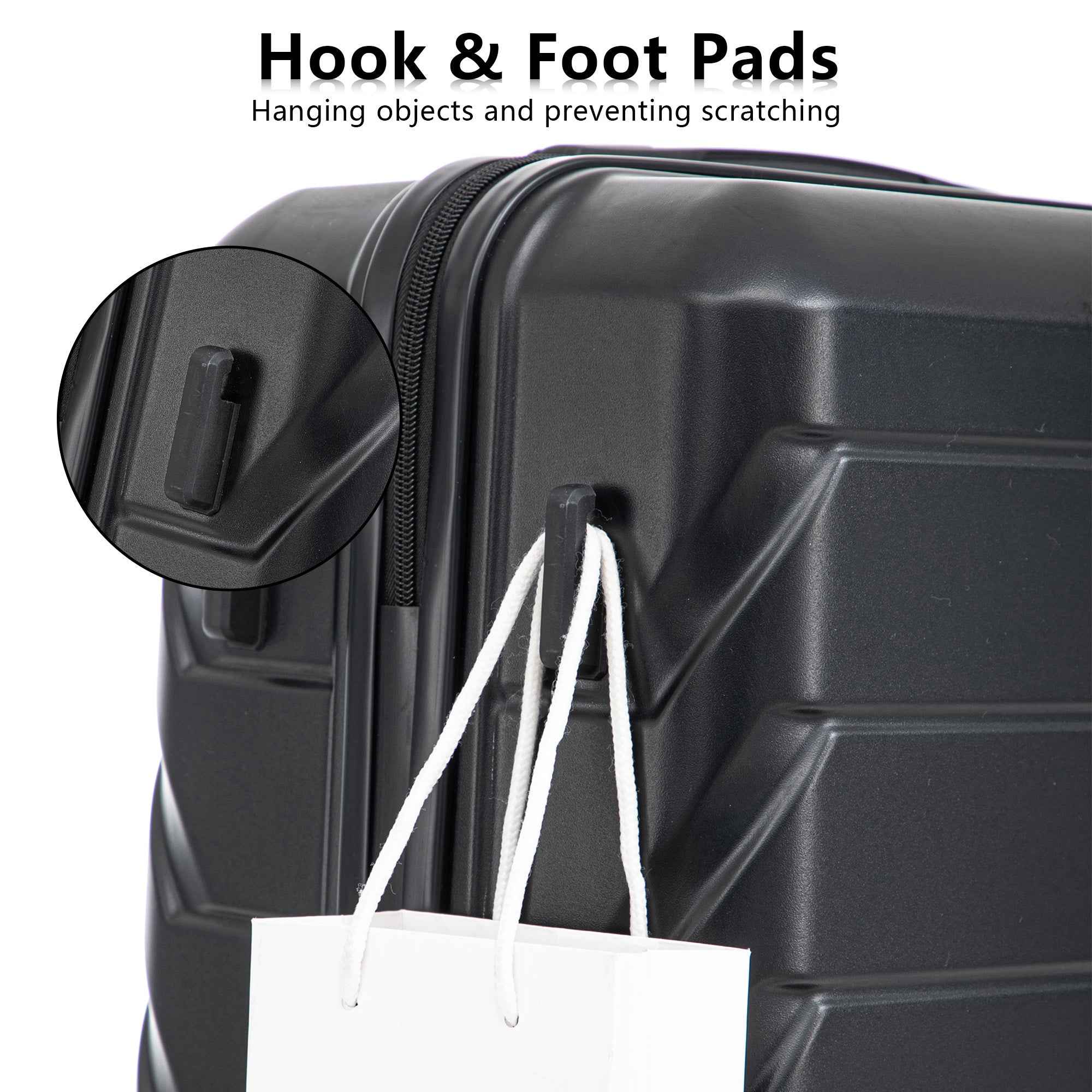 Set 3PCs 20'/24'/28' ABS Spinner Wheel Luggage, Matching Color, with Combination Lock - Black