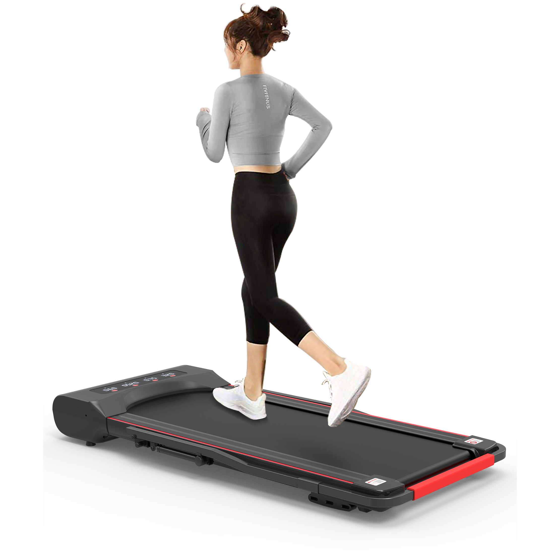 Under Desk Walking Pad Treadmill Foldable with Handlebar Remote Controll, 300 LB Capacity