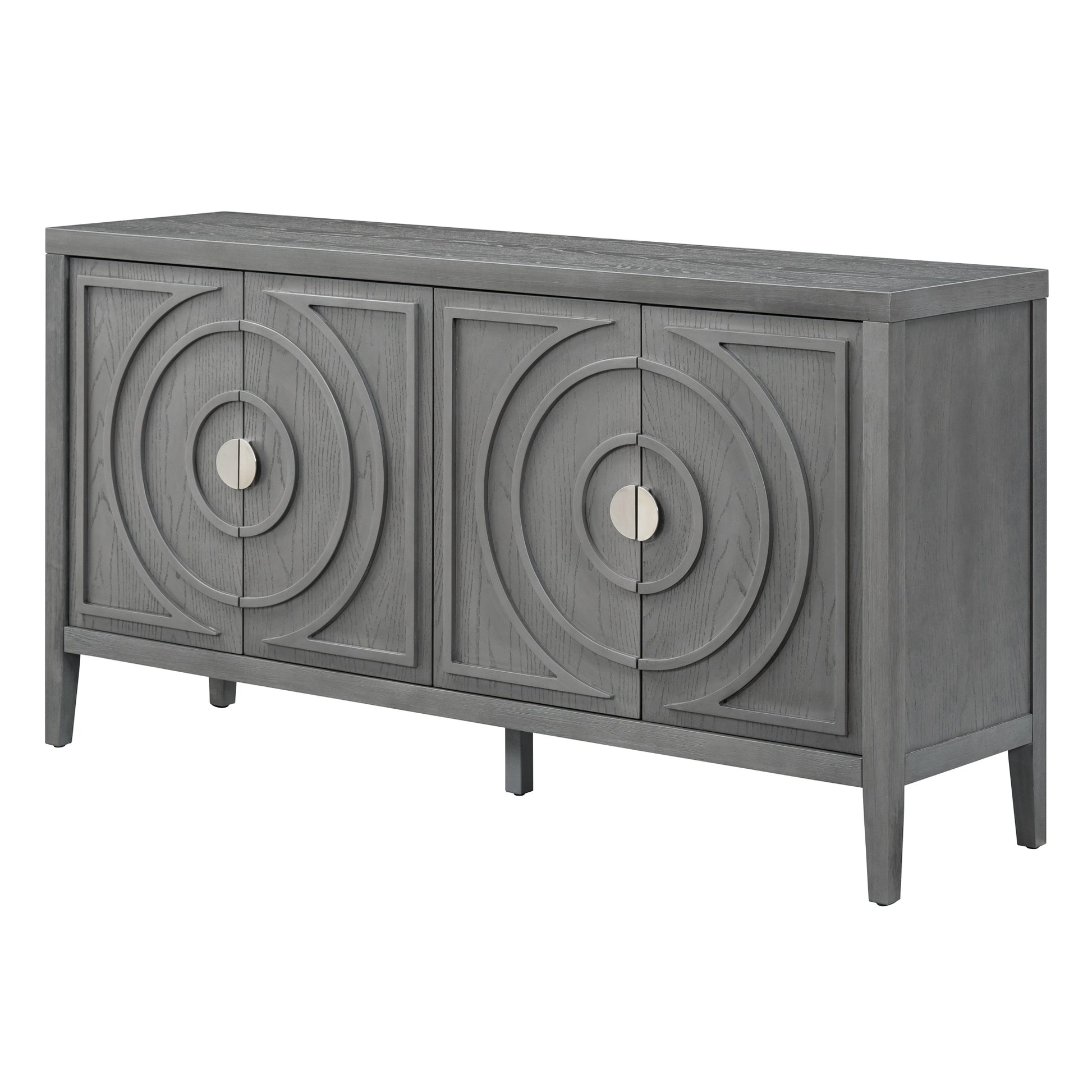 TREXM Retro Sideboard door with Circular Groove Design Round Metal Door Handle for Entrance, Dinning Room, Living Room (Gray) - Abrihome
