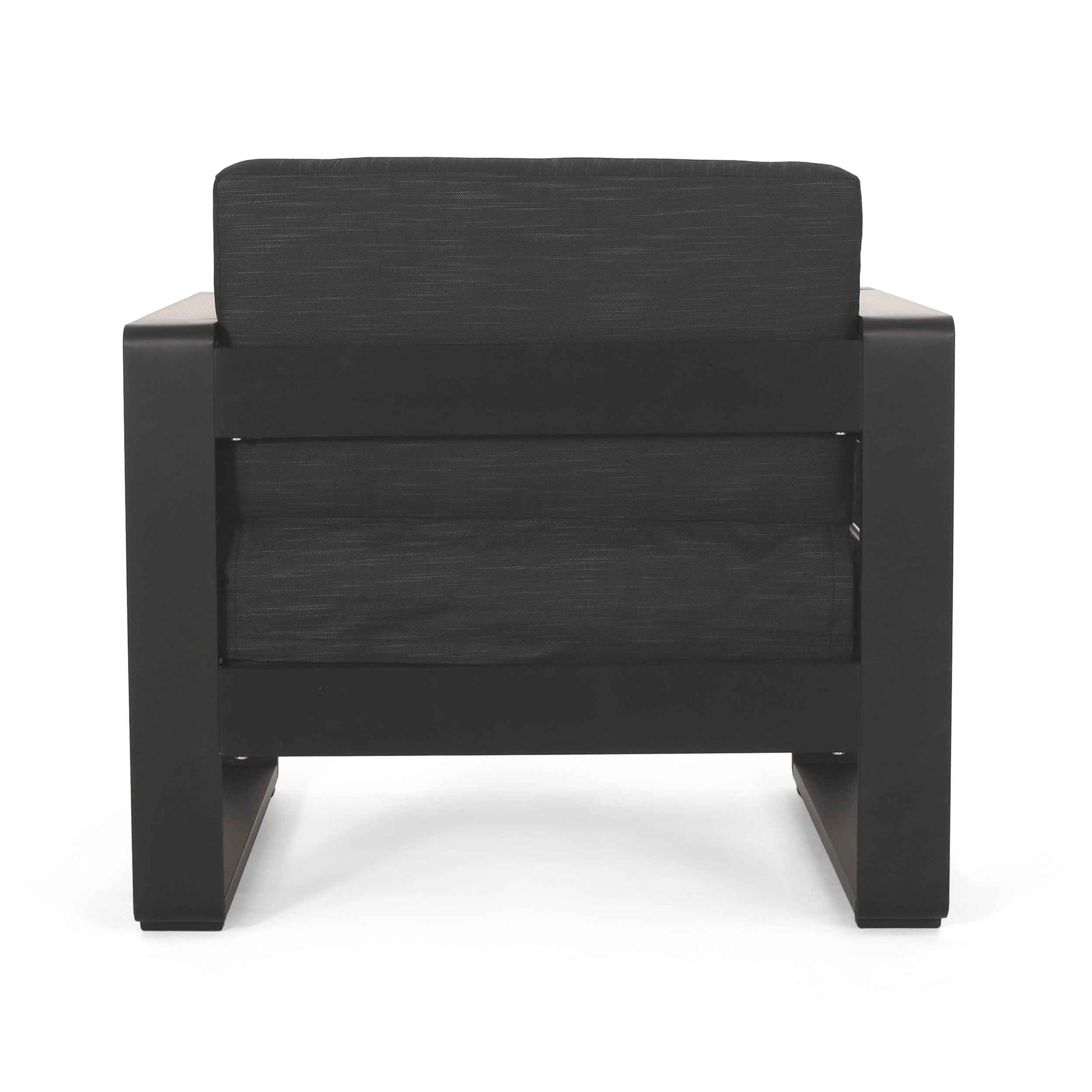 Giovanna Club Chair Set with Aluminum Frame and Water-Resistant Cushions in Black