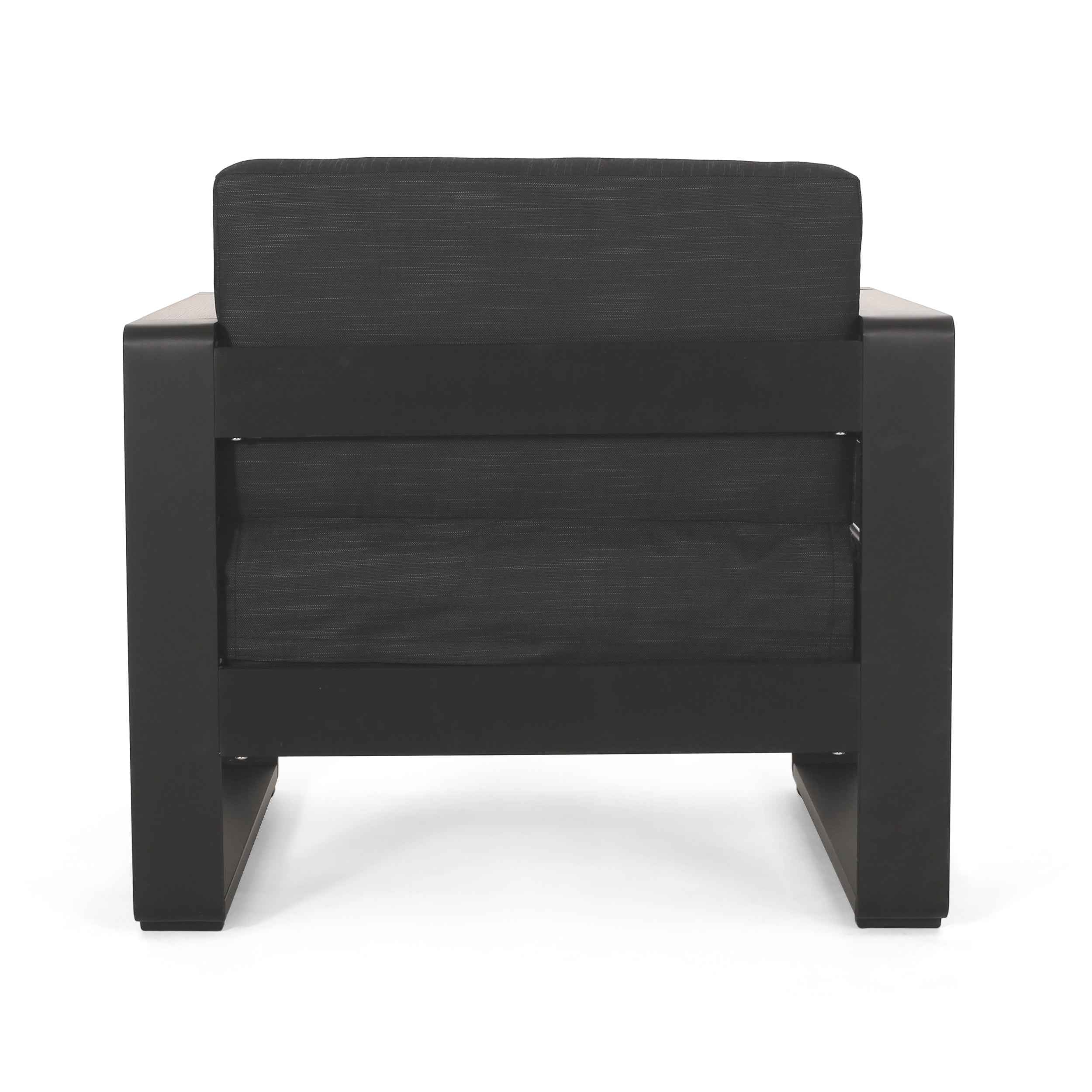 Giovanna Club Chair Set with Aluminum Frame and Water-Resistant Cushions in Black