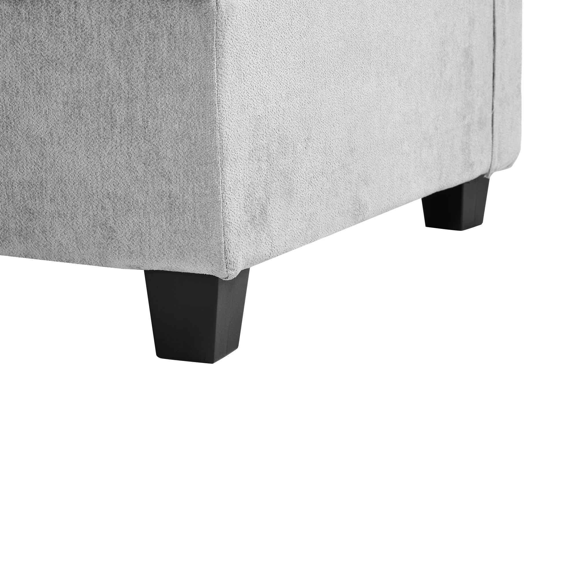 Modular 90' U-shaped Sectional Sofa with Movable Ottoman and Hidden Charging Coffee Table, Grey, Chenille