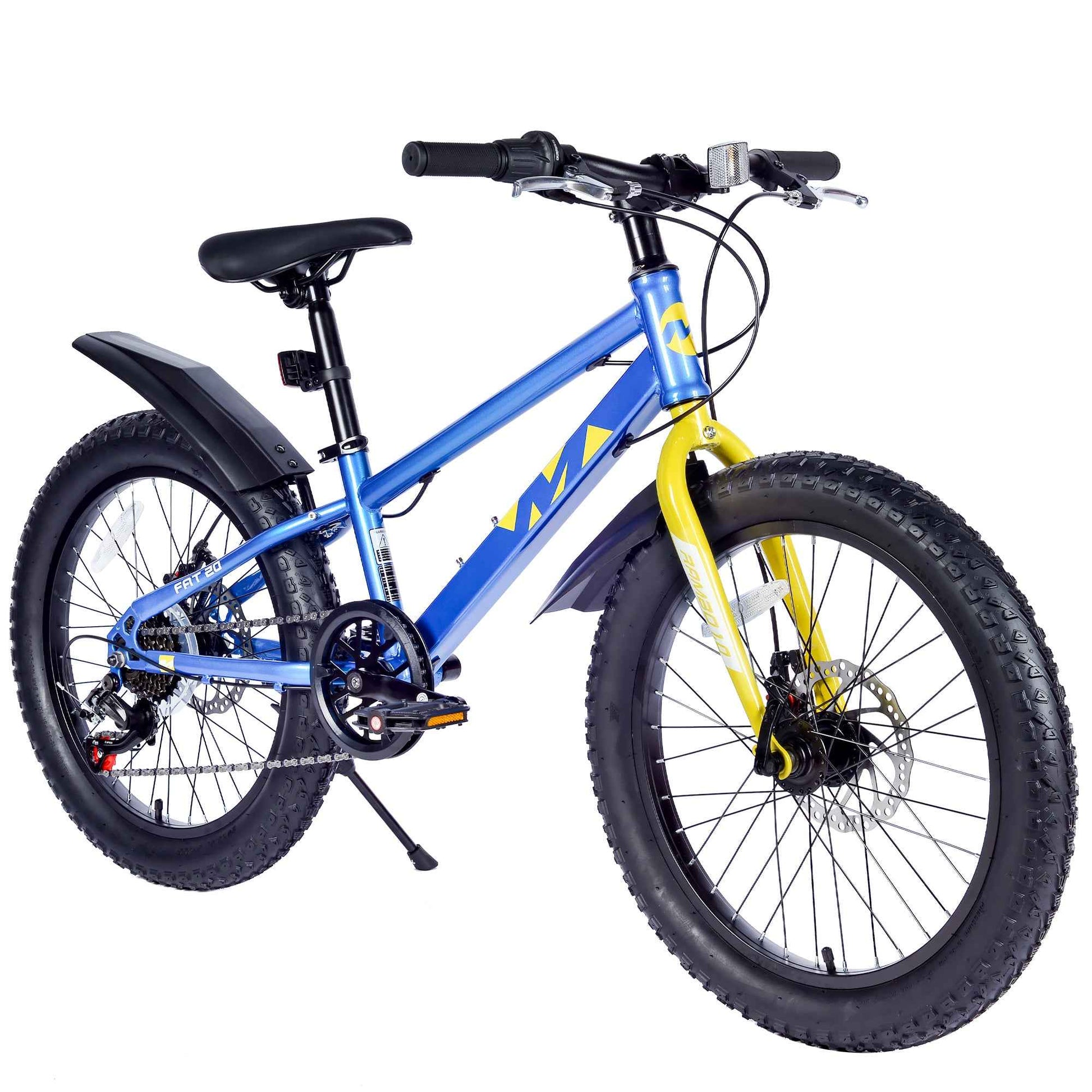 20 Inch Kids Bicycles , Fat Tire Mountain Bike for Boys and Girls Age 5 + Years ,7-Speed Dual-Disc Brake ,Kids Beach and Snow Bicycle