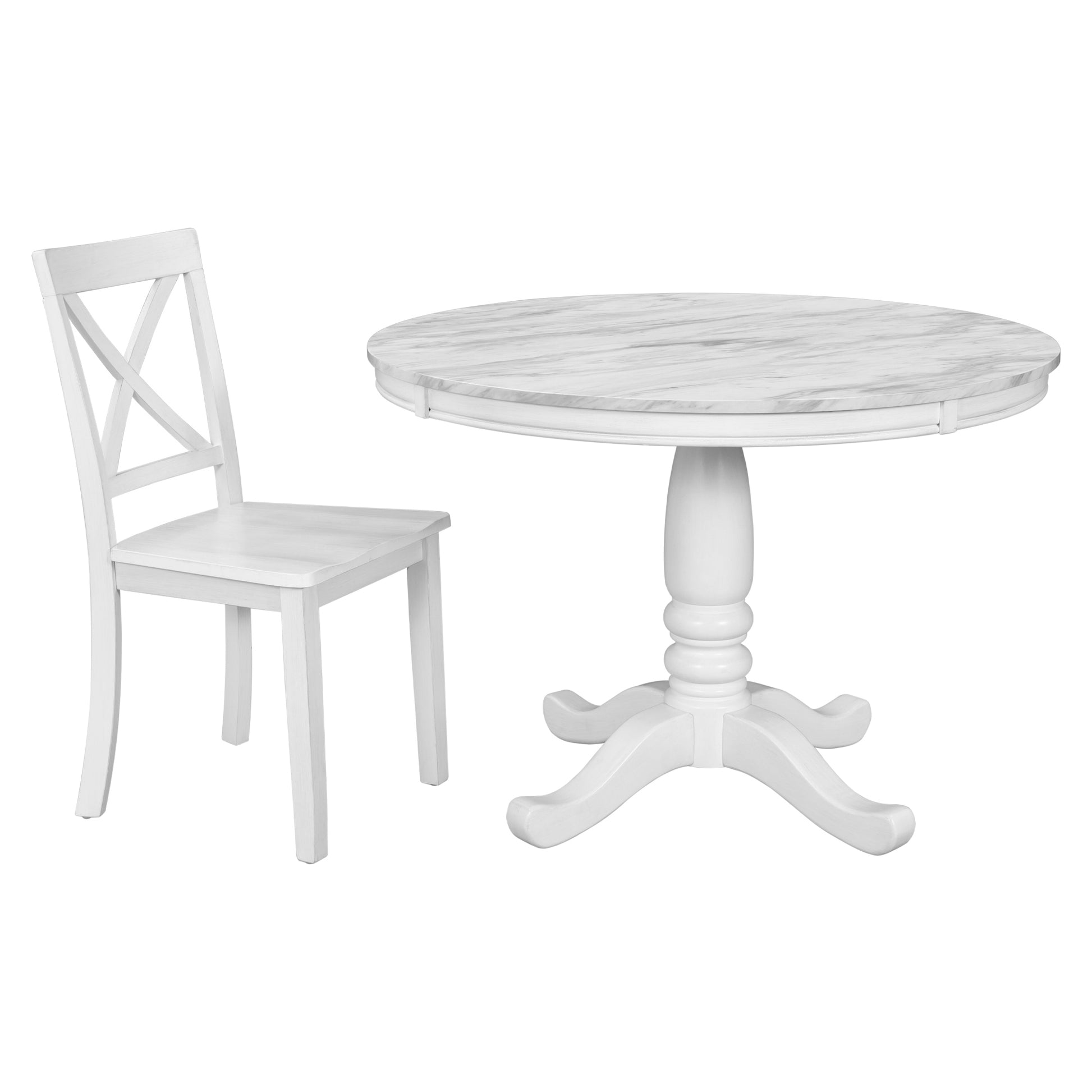 Orisfur. 5 Pieces Dining Table and Chairs Set for 4 Persons, Kitchen Room Solid Wood Table with 4 Chairs - Abrihome