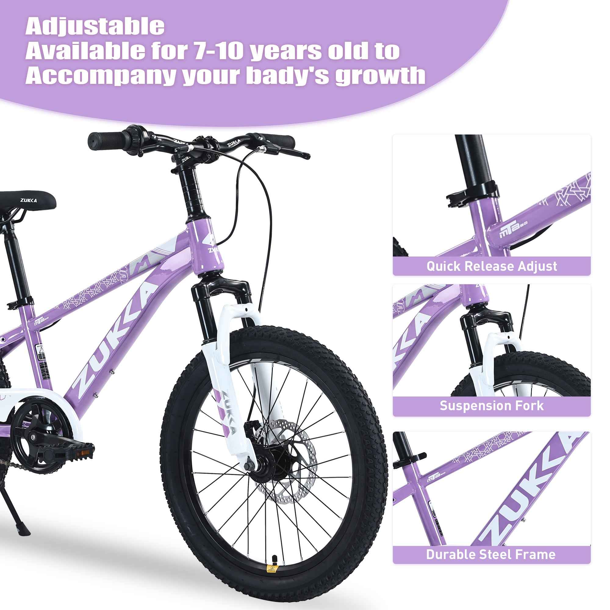 ZUKKA Mountain Bike,20 Inch MTB for Boys and Girls Age 7-10 Years,Multiple Colors