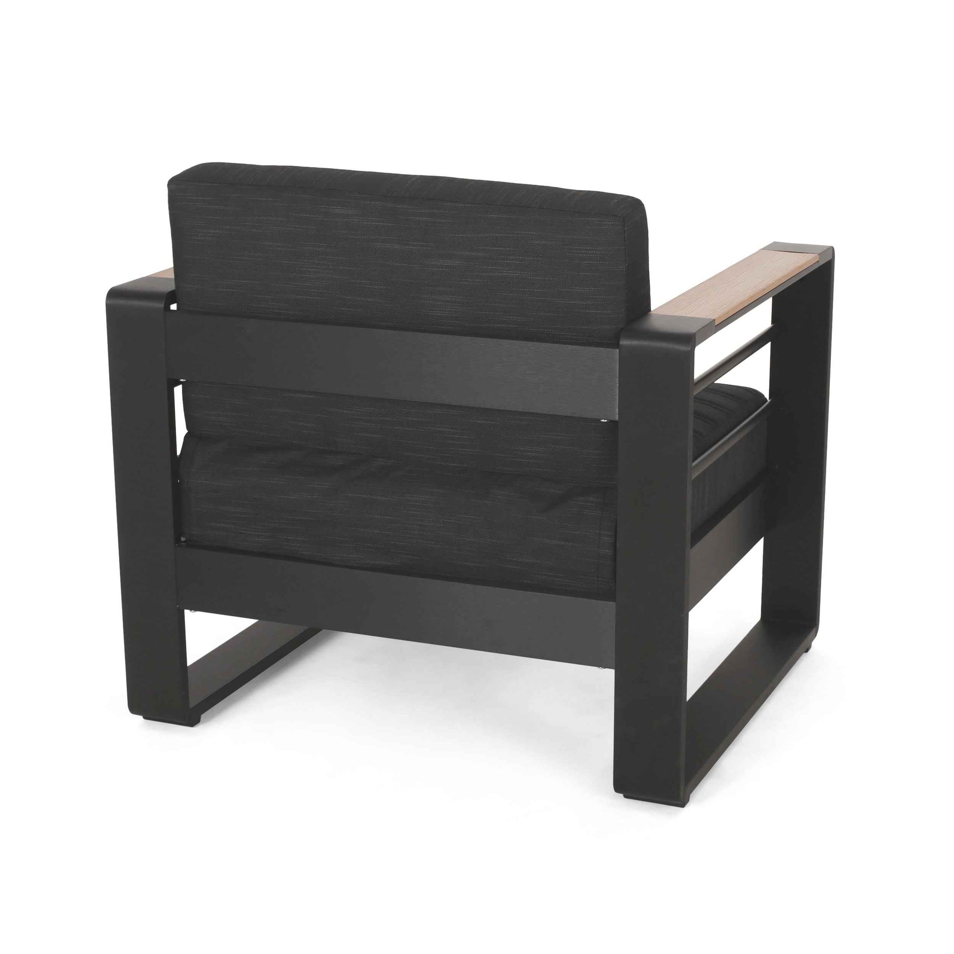 Giovanna Club Chair Set with Aluminum Frame and Water-Resistant Cushions in Black
