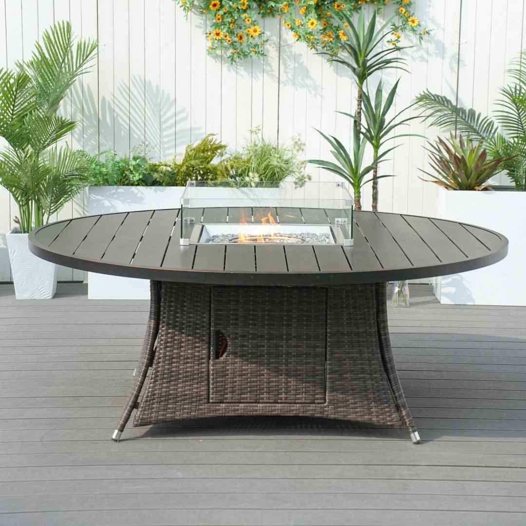 8-Seat Round Fire Pit Table with Aluminum Top (PAG-1108A-T)
