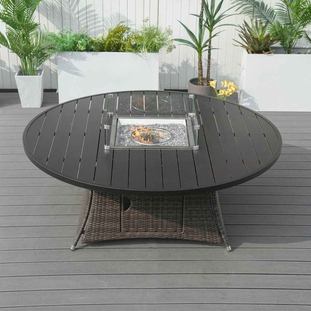 8-Seat Round Fire Pit Table with Aluminum Top (PAG-1108A-T)