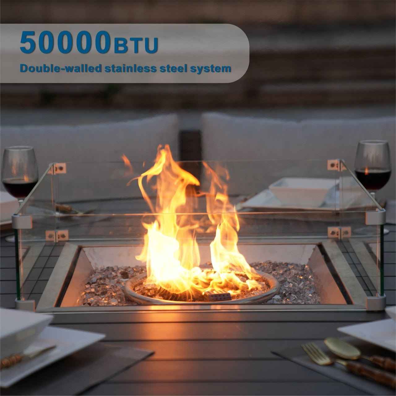 8-Seat Round Fire Pit Table with Aluminum Top (PAG-1108A-T)