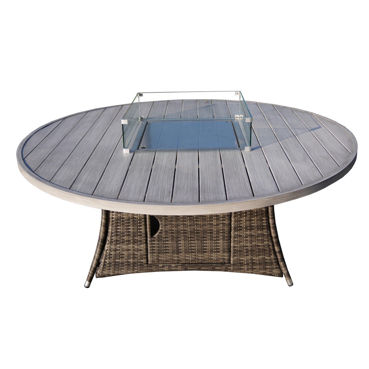 8 - Seat Round Fire Pit Table with Aluminum Top (PAG - 1108A - T) - Direct Wicker