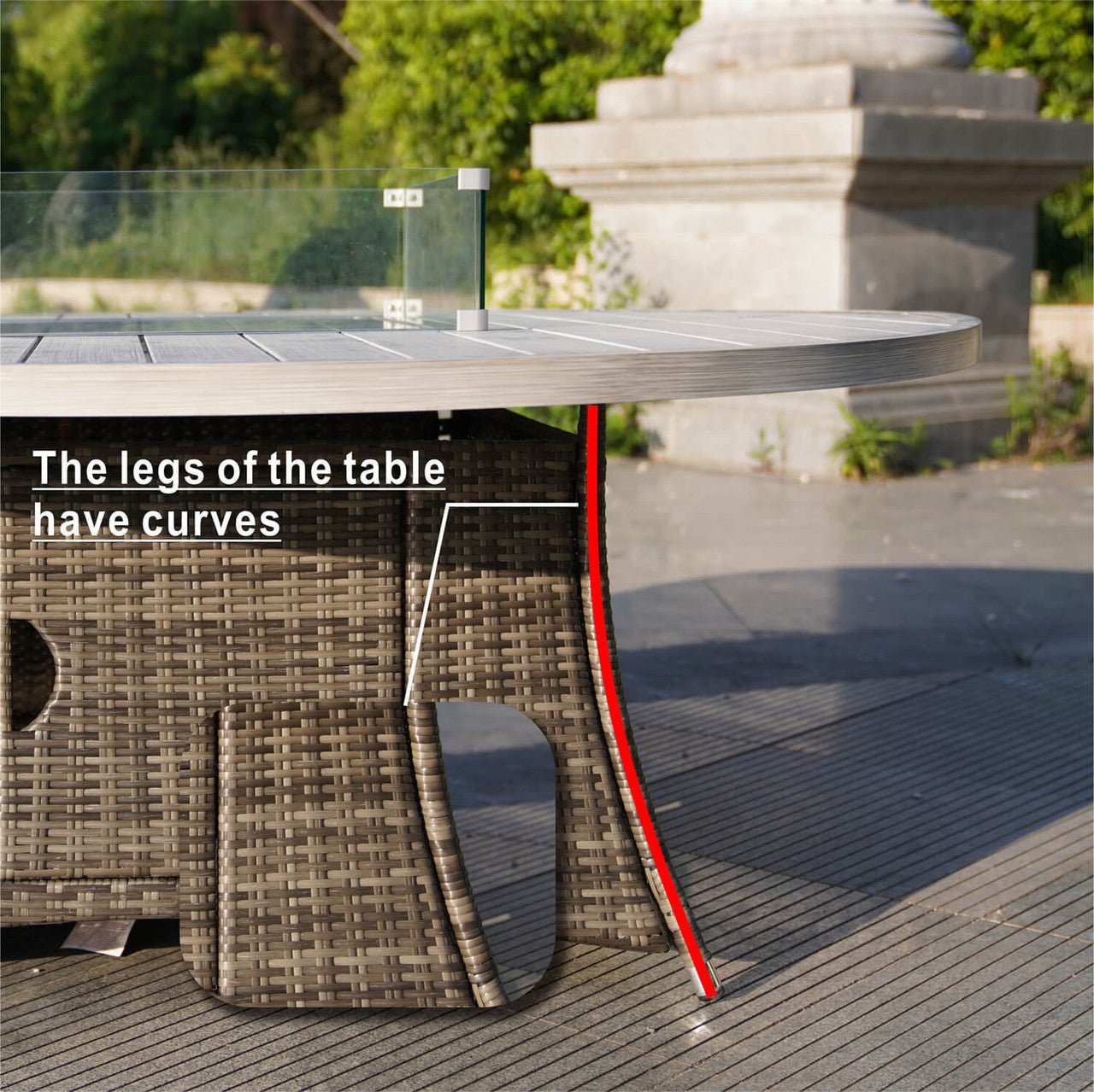 8 - Seat Round Fire Pit Table with Aluminum Top (PAG - 1108A - T) - Direct Wicker