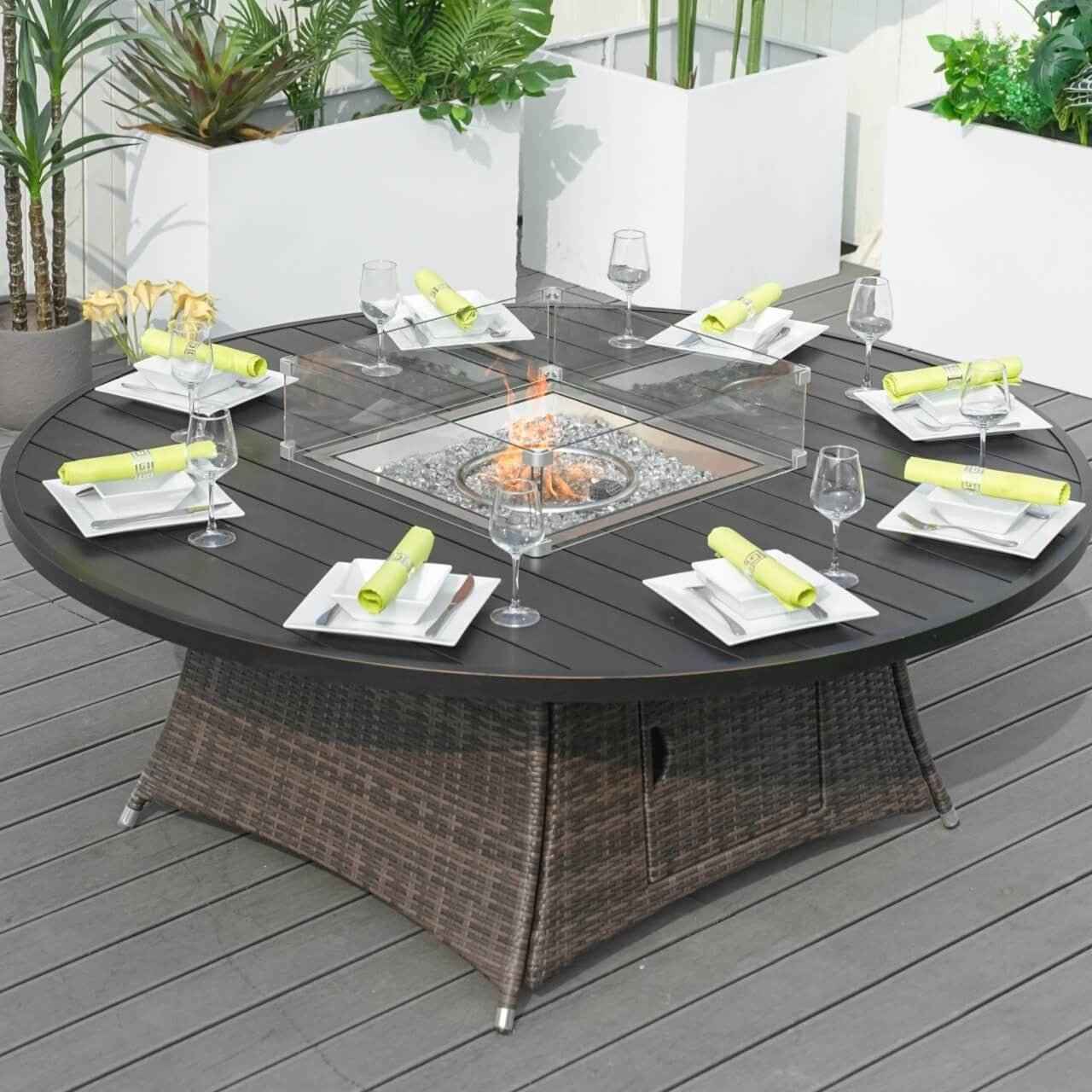 8-Seater Outdoor Fire Pit Set with Round Table (PAG-1108A)