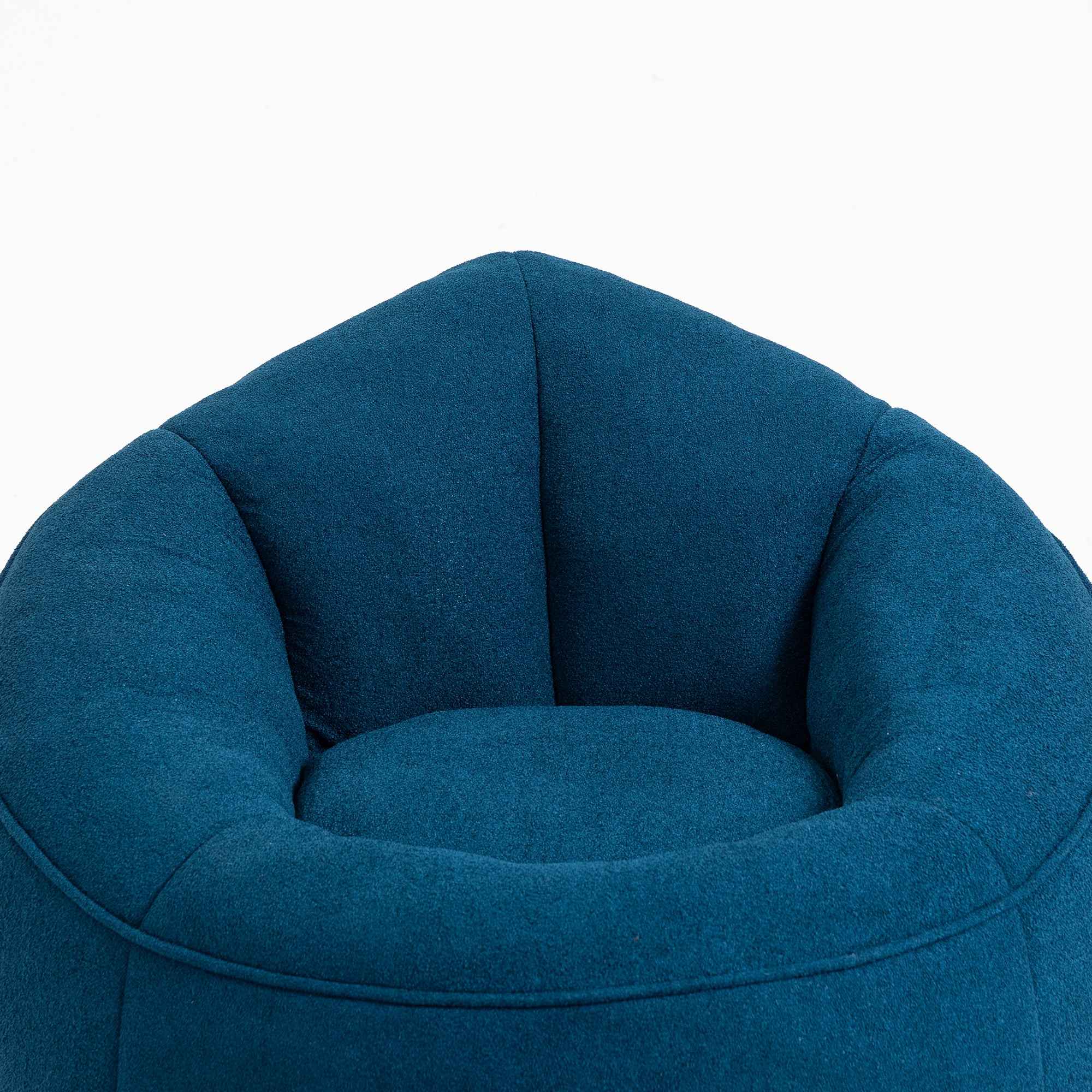 Bedding Bean Bag Sofa Chair with High-Pressure Foam and Footrest, Blue Microfiber