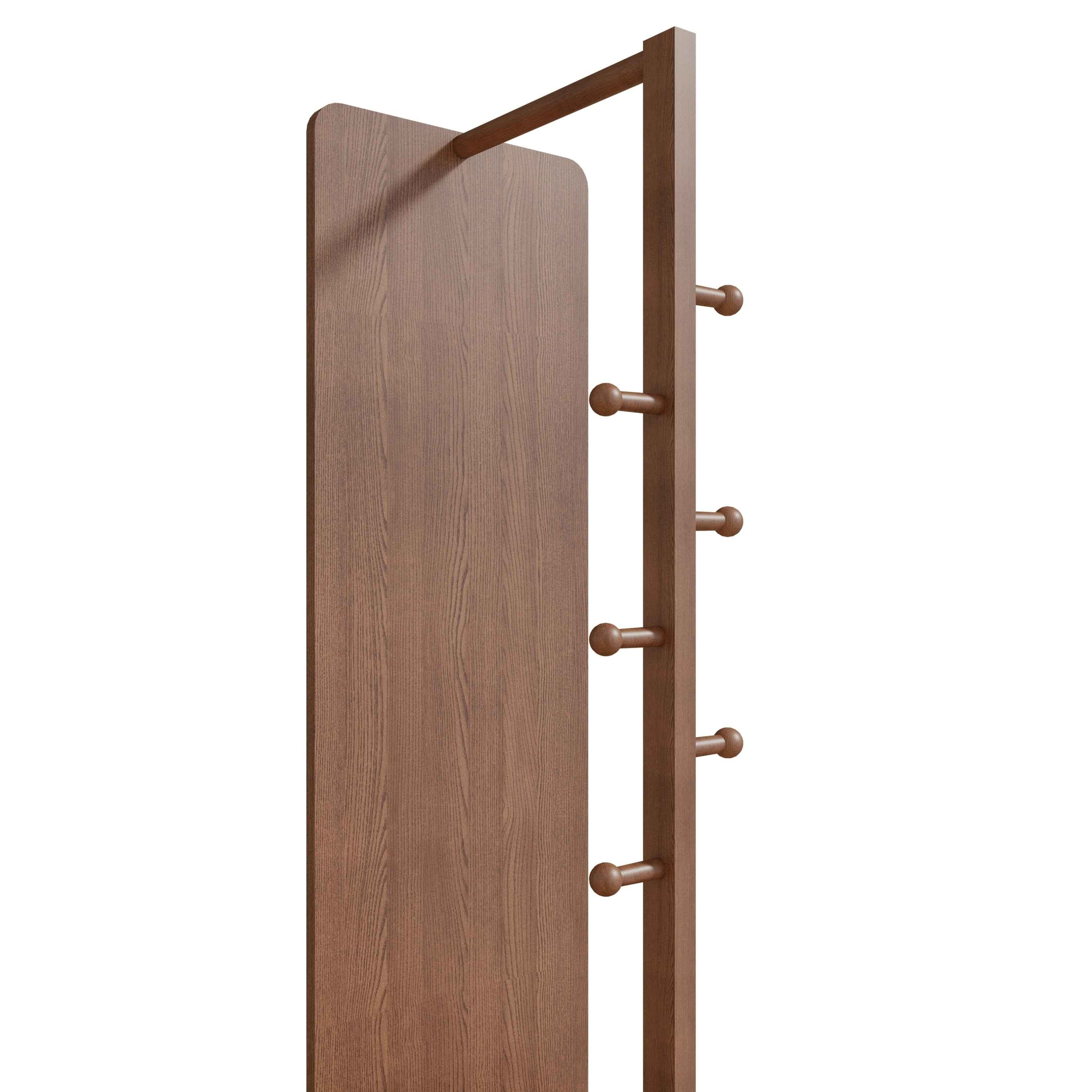 360° Rotating 69'x16' Multifunctional Full Length Mirror with Hook Storage Rack Coat Rack with Mirror Solid Wood Floor Mirror Bedroom Living Room Cloakroom Space Saving (walnut)