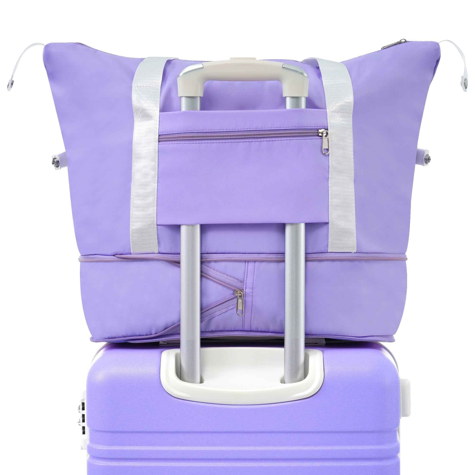 Hardshell Luggage Sets with Bags Lightweight Suitcase Double Spinner Wheels with TSA Lock ,Single Vintage Luggage 28 IN,Purple