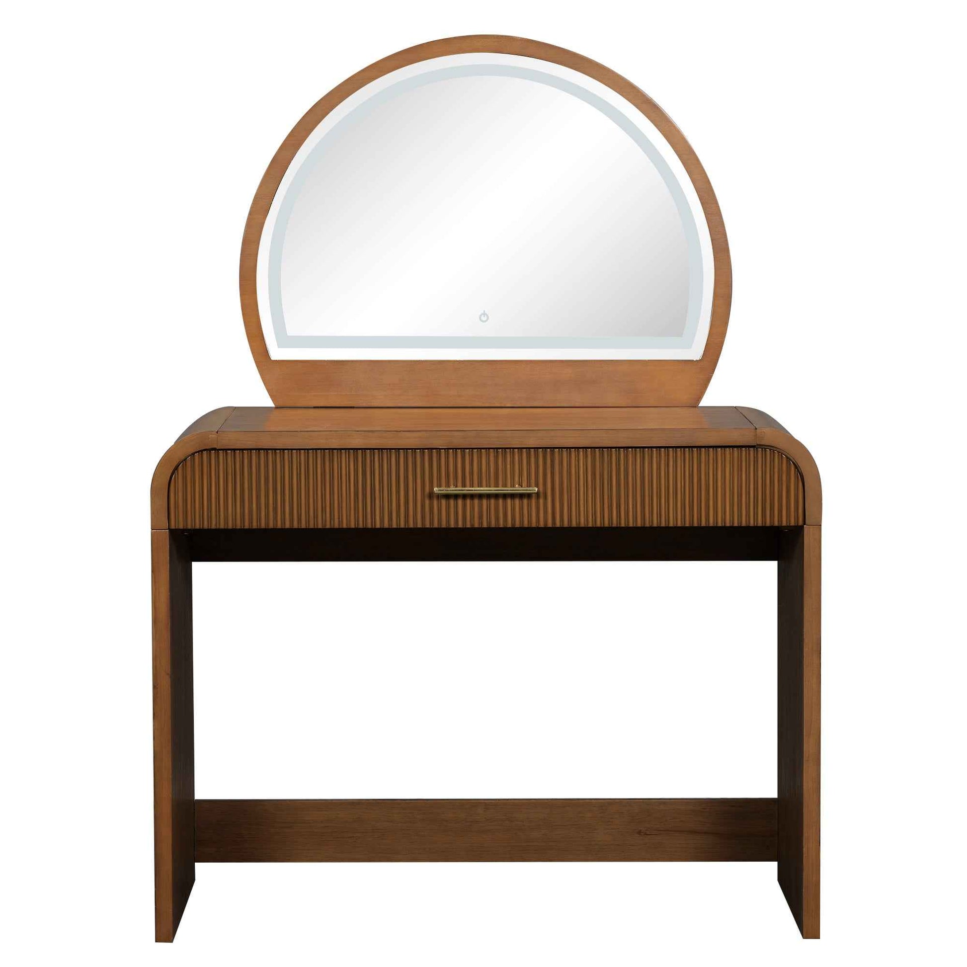 39' Makeup Vanity Table with Mirror Touch Screen Lighted Mirror, Dressing Table with Drawer for Bedroom, Espresso
