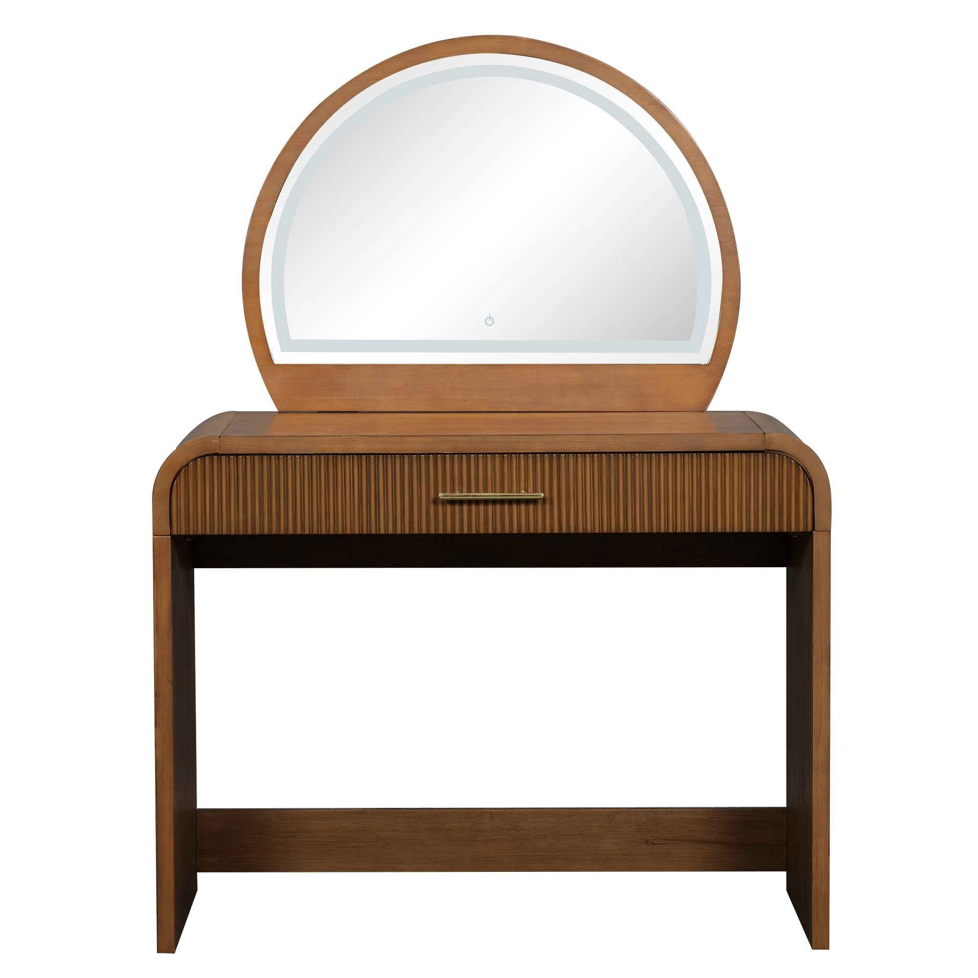 39' Makeup Vanity Table with Mirror Touch Screen Lighted Mirror, Dressing Table with Drawer for Bedroom, Espresso