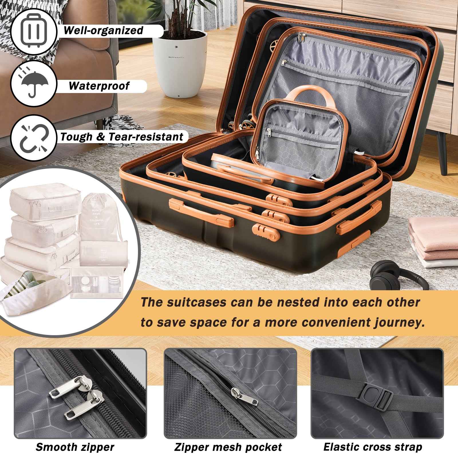 Hardshell ABS Luggage Set - Lightweight & Durable Suitcases with Dual Spinner Wheels, Carry-On & Check-In Sizes for Travel & Business