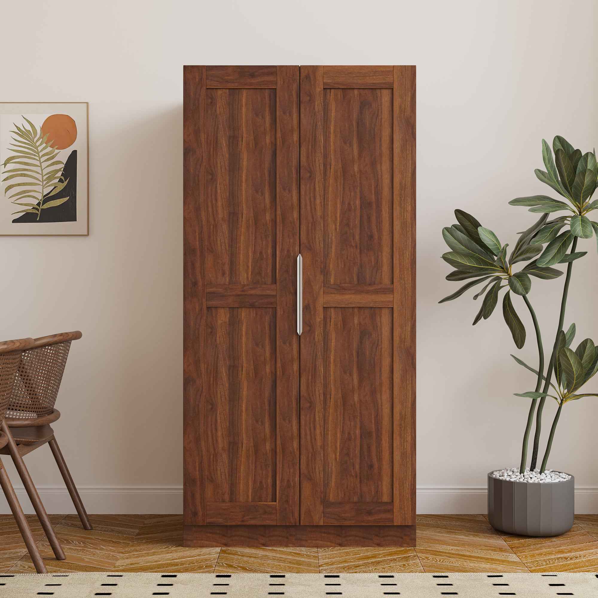 62.99in Kitchen Pantry Cabinet, Walnut  Freestanding Buffet Cupboards Sideboard with Doors &  Shelves, Kitchen Pantry Storage Cabinet for Kitchen, Living Room and Dinning Room