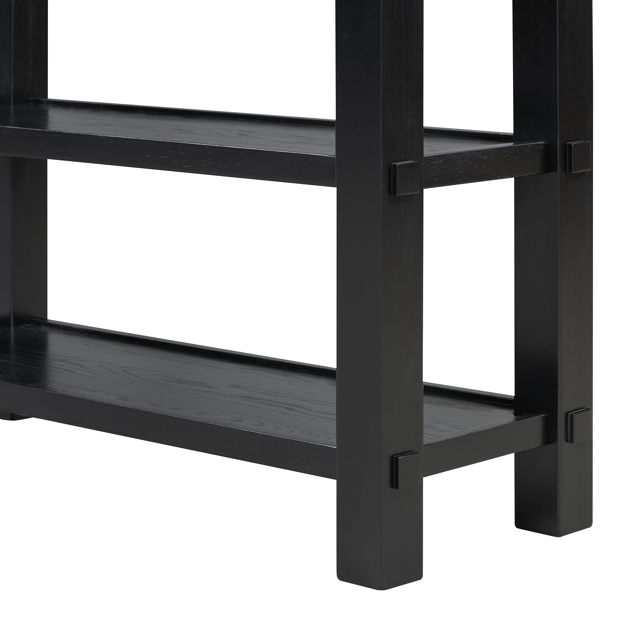 TREXM Retro Console Table with Drawer and Two Sturdy Shelves for Entryway, Living Room (Black)