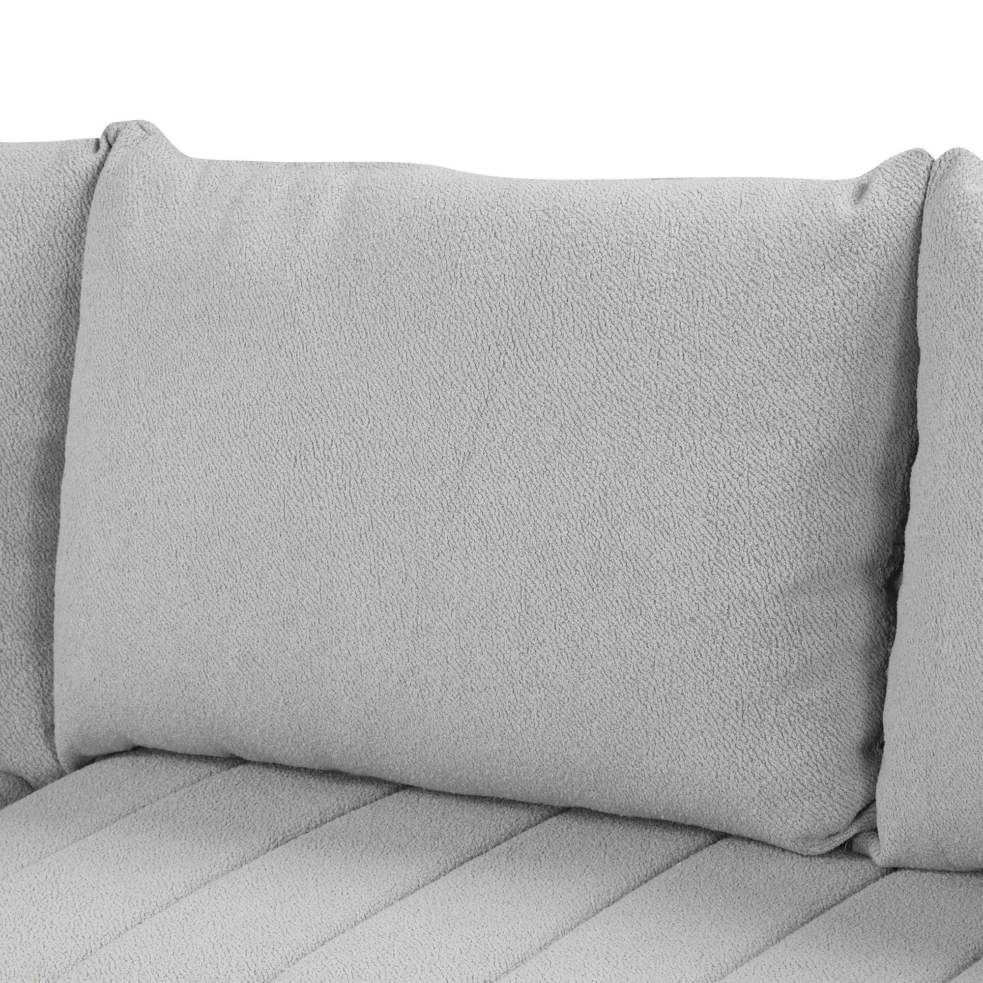 Modern L-shaped Sectional Pull Out Sofa Bed with USB Ports & Storage Ottoman, Gray Jacquard Fabric, 82.6'