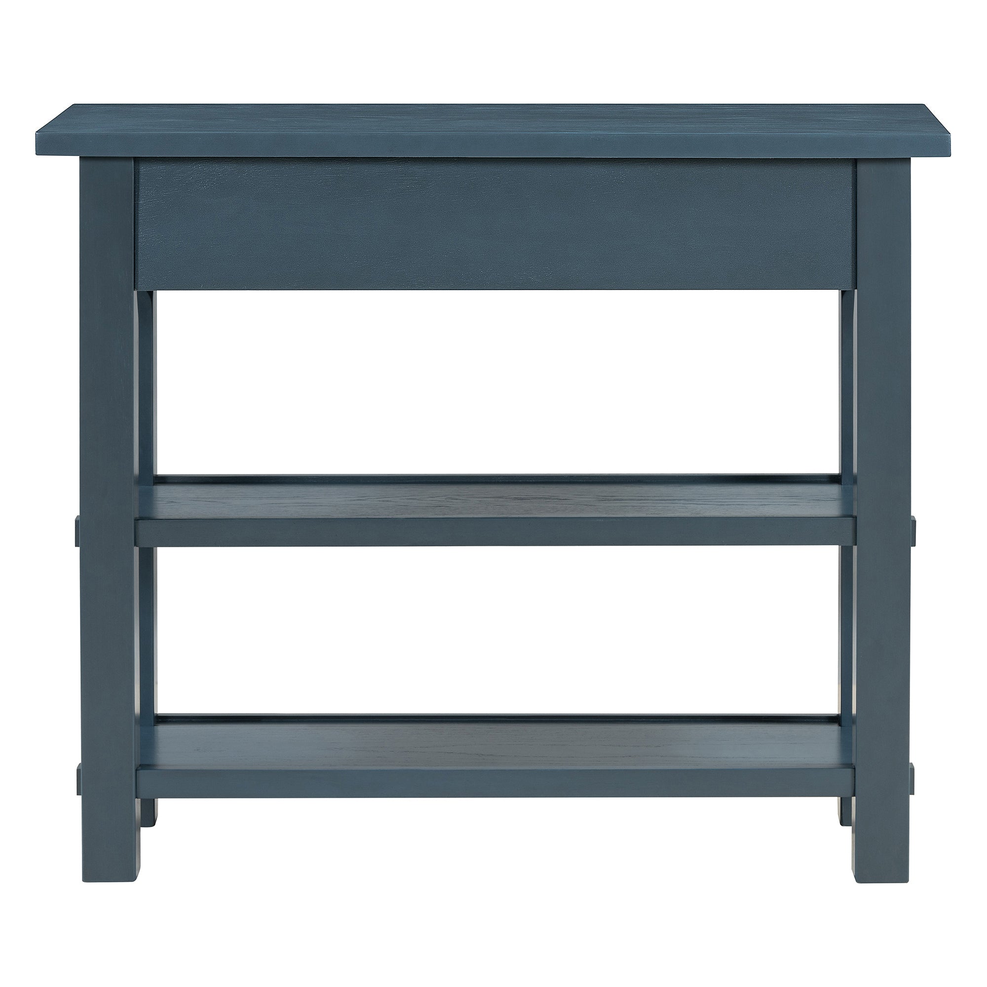 TREXM Retro Console Table with Drawer and Two Sturdy Shelves for Entryway, Living Room (Navy)