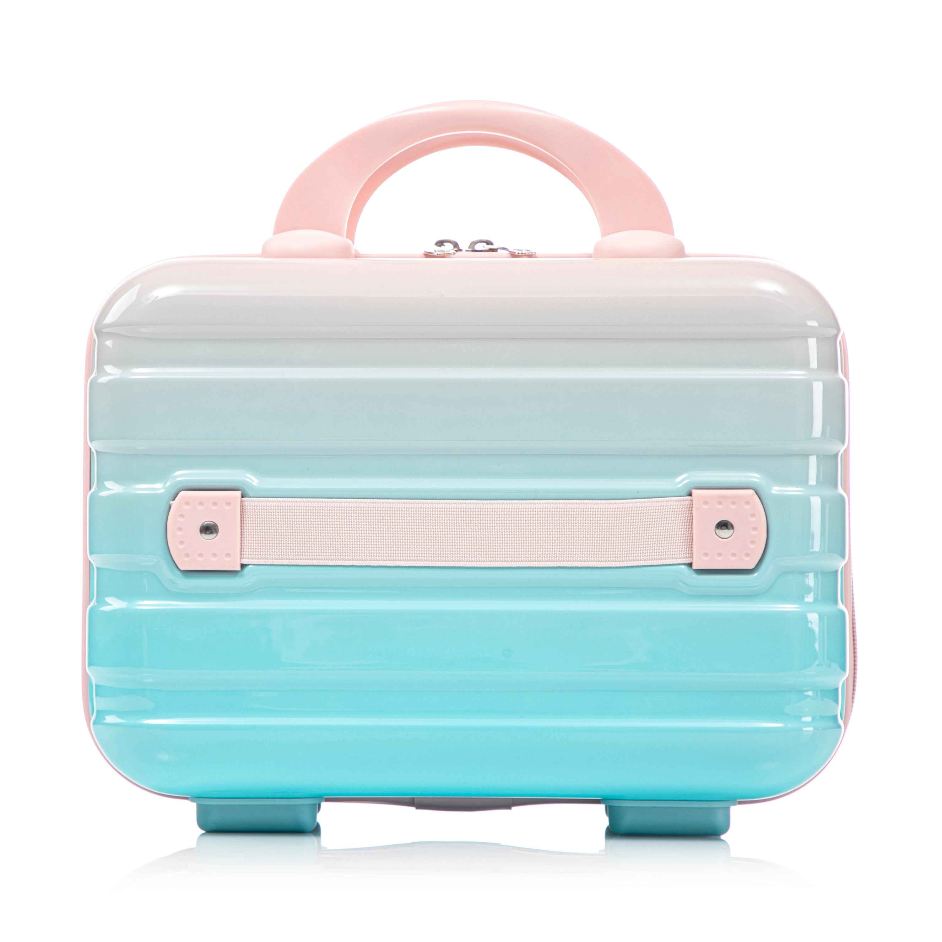 14'/20' 2 pcs/set in PC Spinner Wheel Luggage, Carry on Suitcase, With Gradient Color and Combination Lock(Blue+Pink)