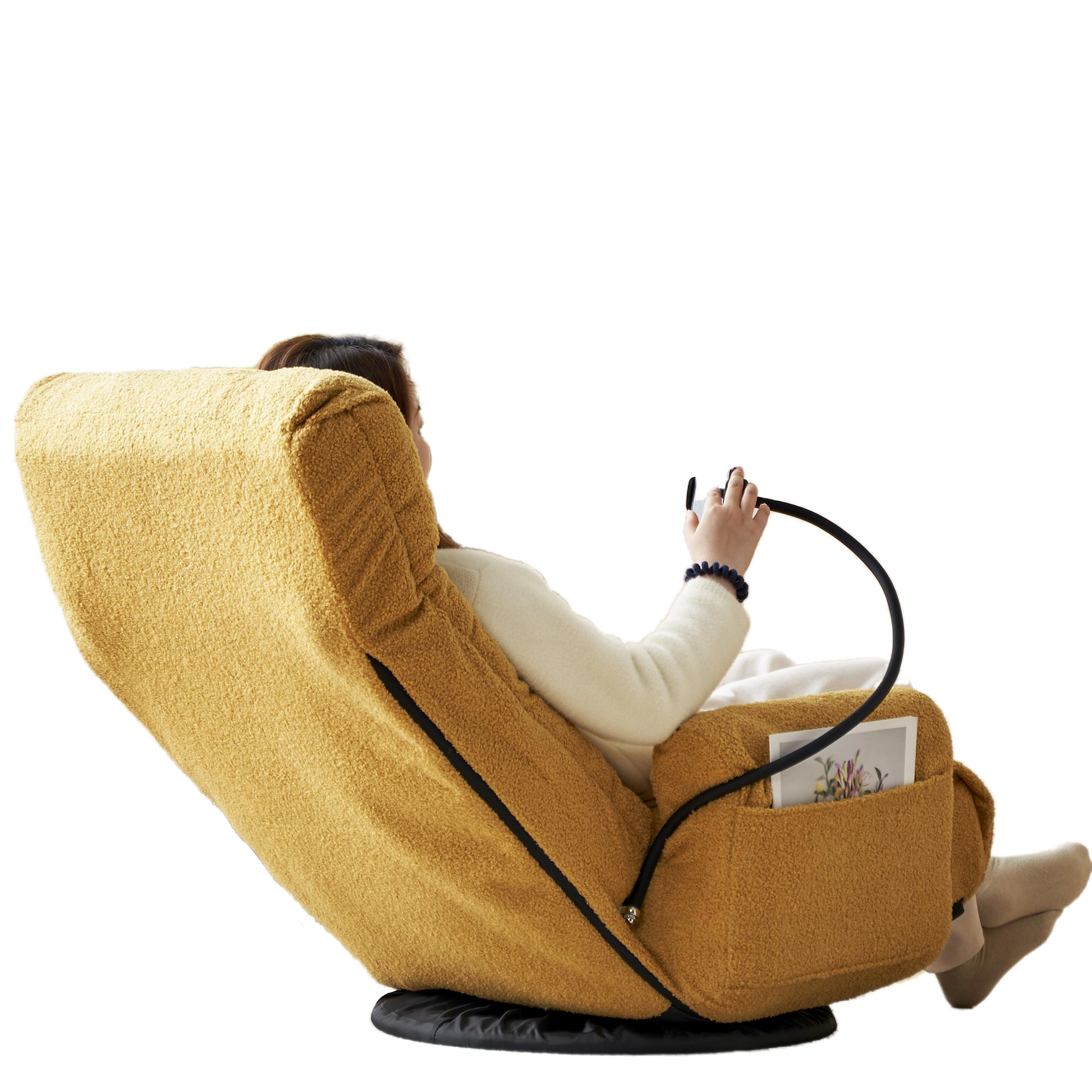 Adjustable Yellow Swivel Lounge Chair with 360-Degree Rotating Seat and Headrest Support, Leisure Chair Deck Chair - Game Chair for Living Room