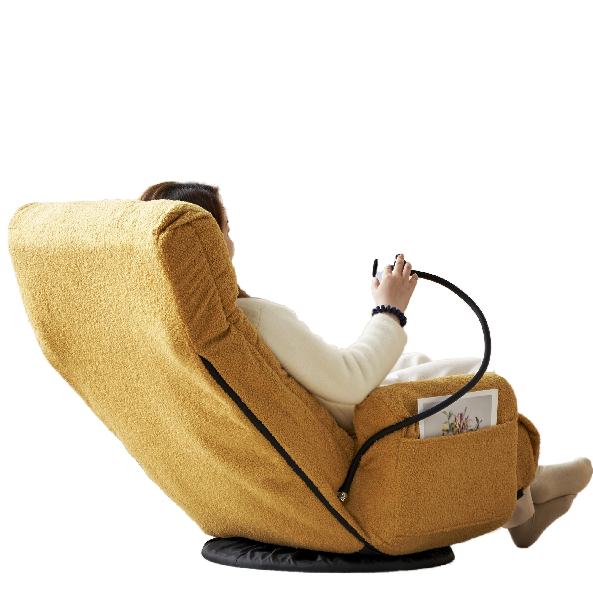 Adjustable Yellow Swivel Lounge Chair with 360-Degree Rotating Seat and Headrest Support, Leisure Chair Deck Chair - Game Chair for Living Room
