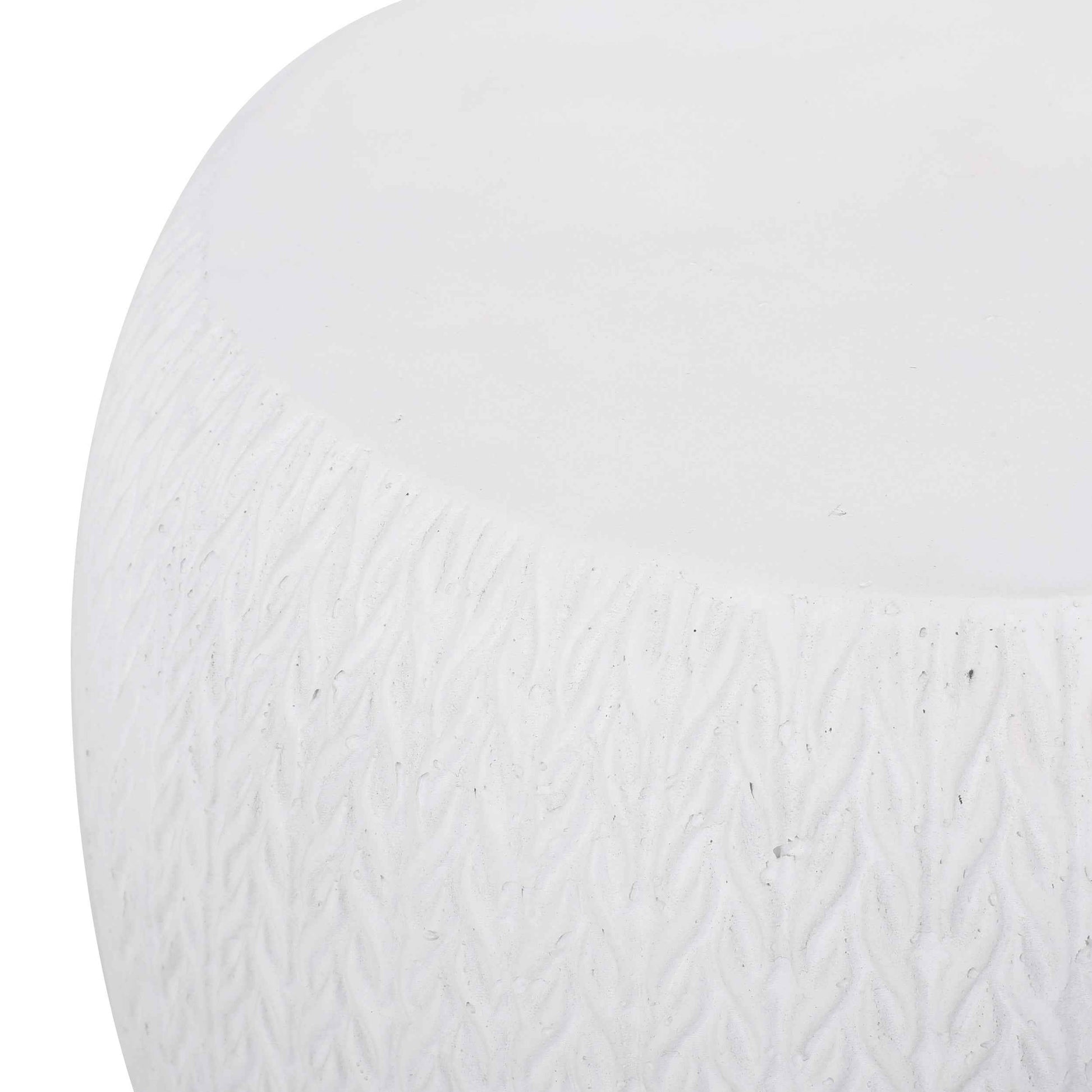 Elegant Outdoor Lightweight Concrete Side Table with Braided Pattern in Antique White