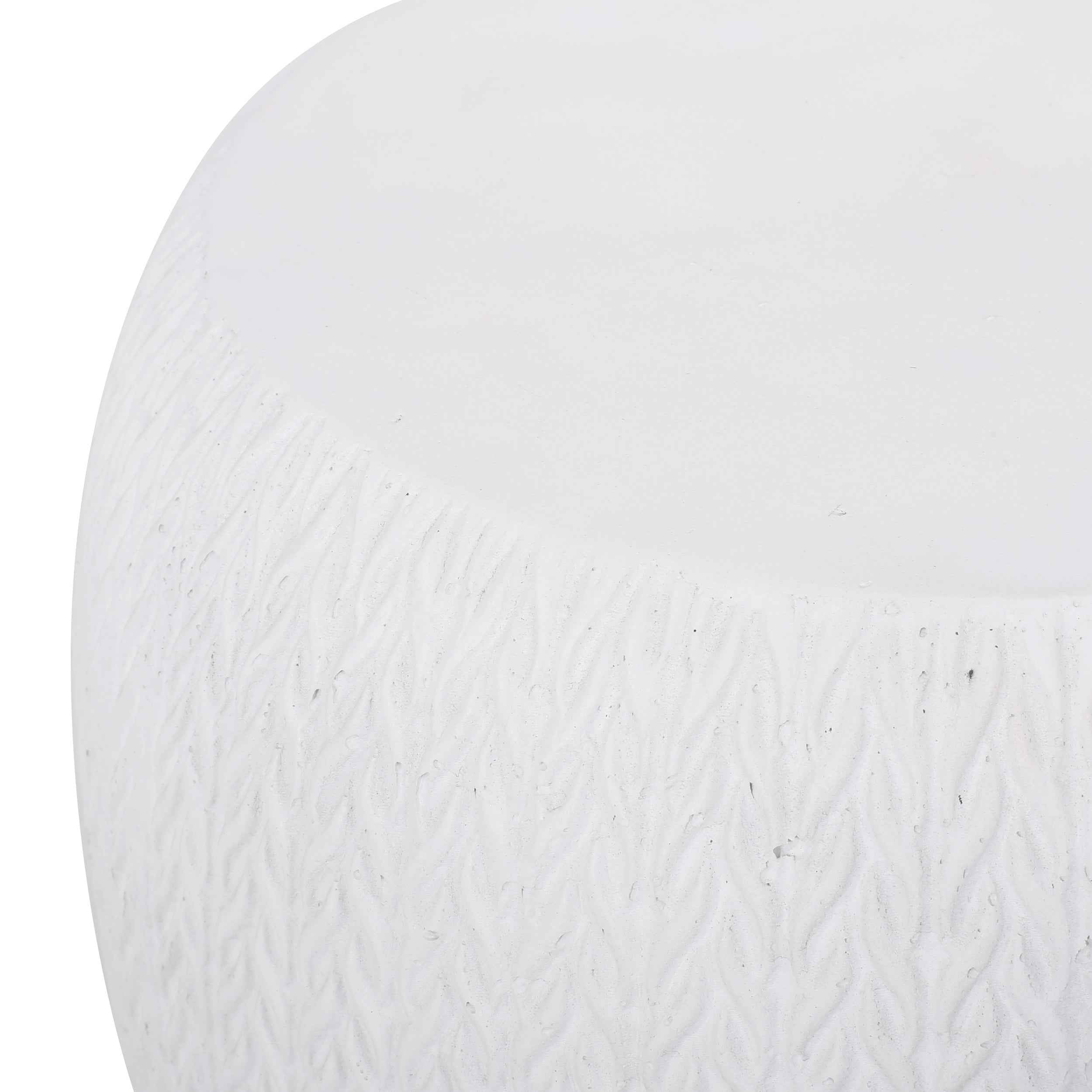 Elegant Outdoor Lightweight Concrete Side Table with Braided Pattern in Antique White