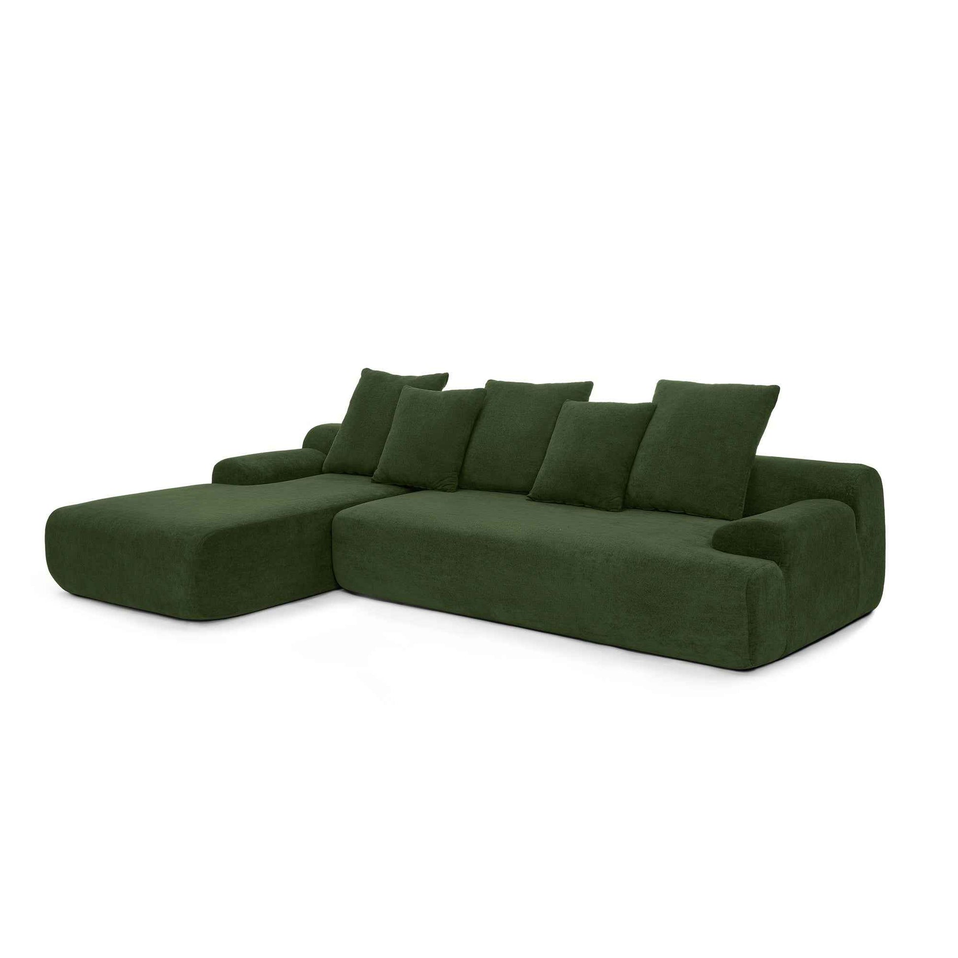 110.25x67'' Modern Upholstered L-Shape Sectional Sofa Couch, Modular Compressed Sofa with Free Combination for Living Room Bedroom, Melange Velvet, Green