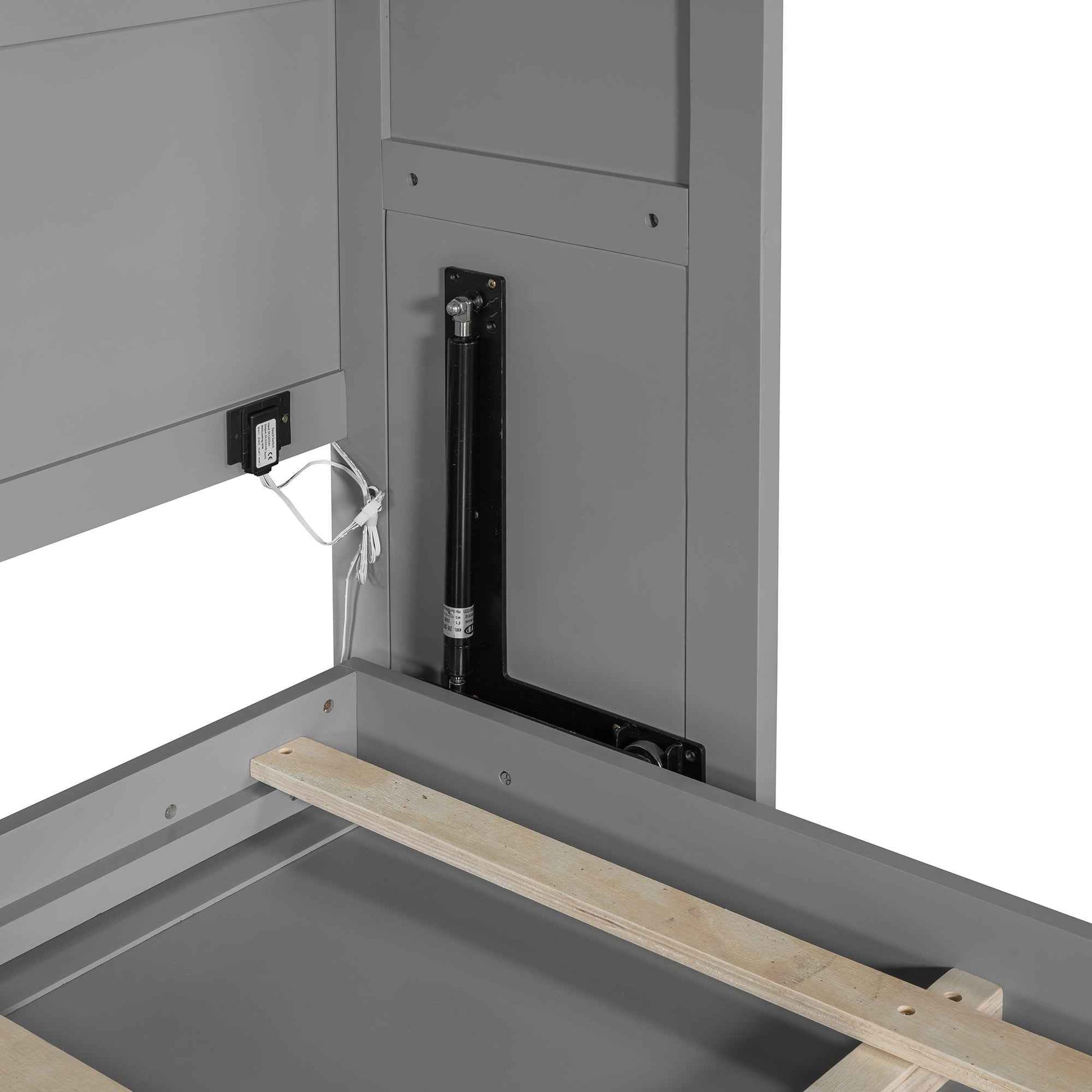 Queen Size Murphy Bed Wall Bed Modern design with LED Lights,Gray