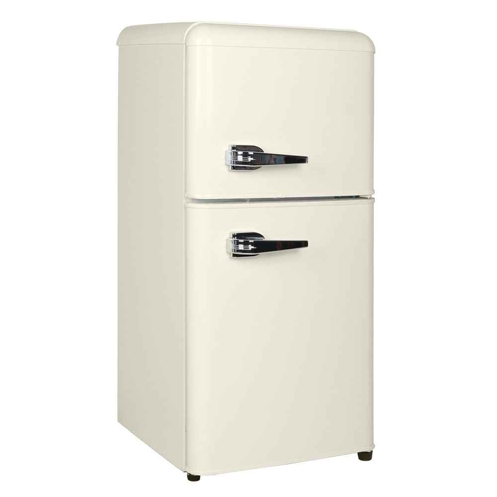 3.5Cu.Ft Compact Refrigerator Mini Fridge with Freezer, Small Refrigerator with 2 Door, 7 Level Thermostat Removable Shelves for Kitchen, Dorm, Apartment, Bar, Office, Cream