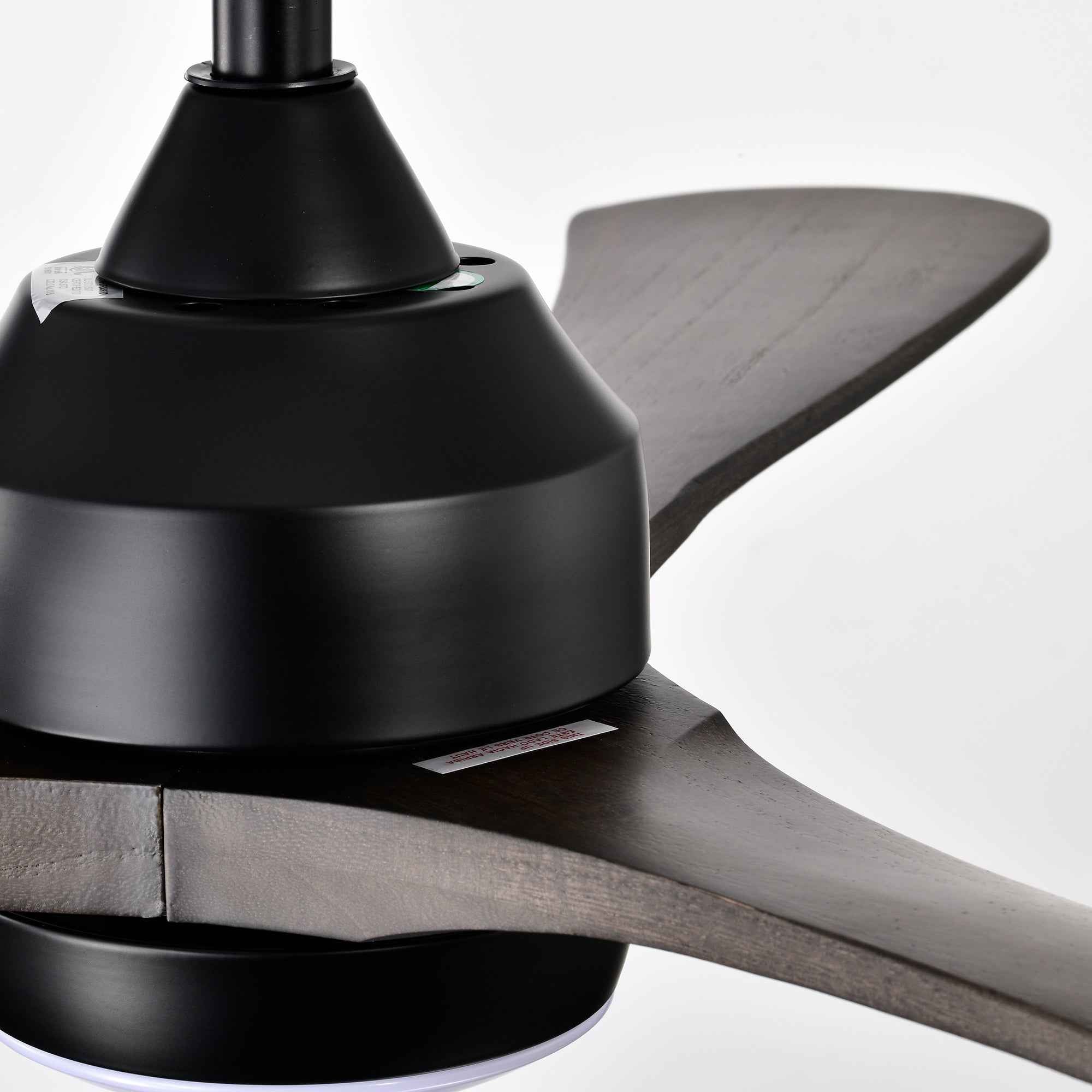52' Ceiling Fan with Lights Remote Control,Quiet DC Motor 3 Blade Ceiling Fans 6 Speed Levels,Reversible Ceiling Fan, for Patio Living Room, Bedroom, Office,Indoor.(Matte Black +Black Walnut )